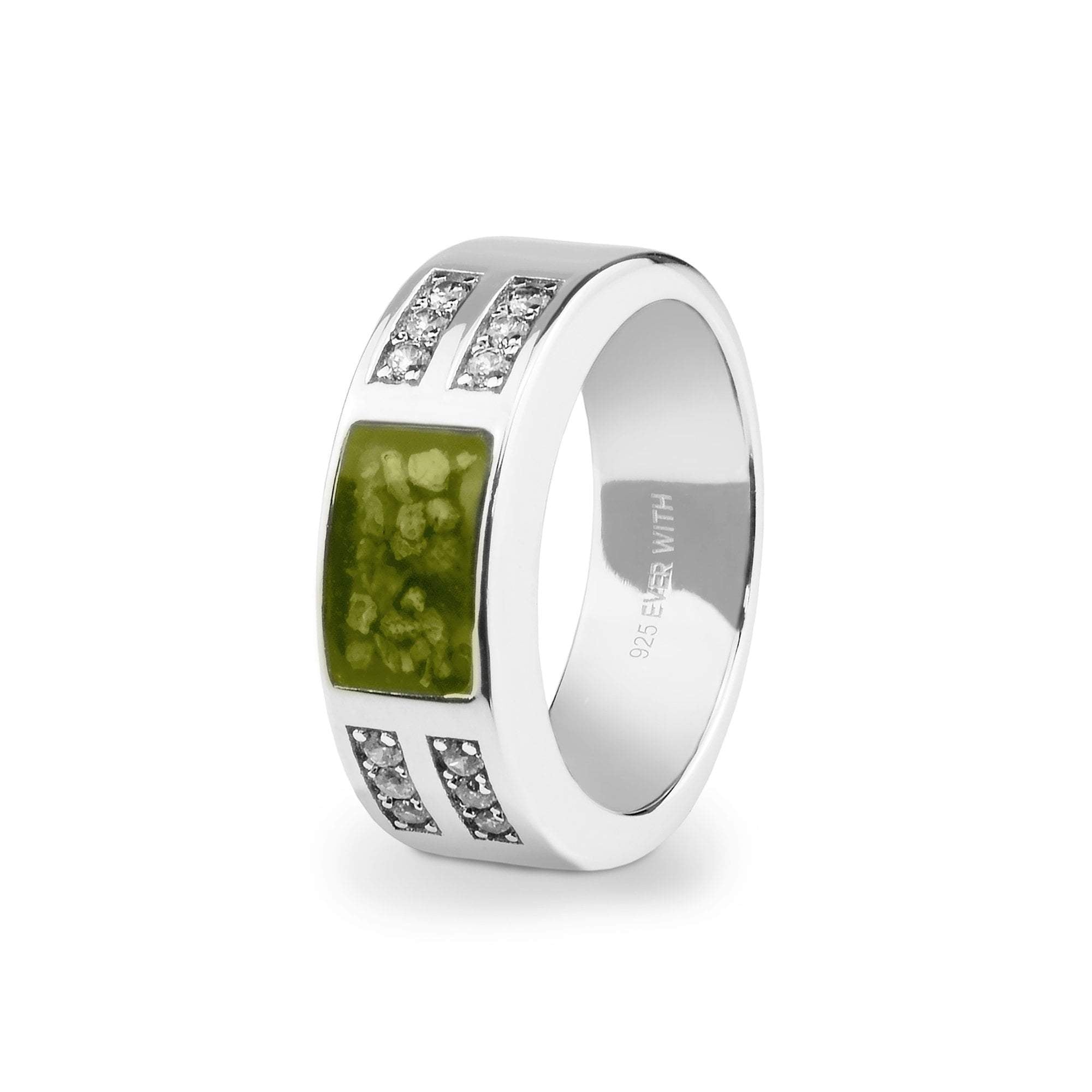 EverWith Gents Oblong Memorial Ashes Ring with Fine Crystals - EverWith Memorial Jewellery - Trade