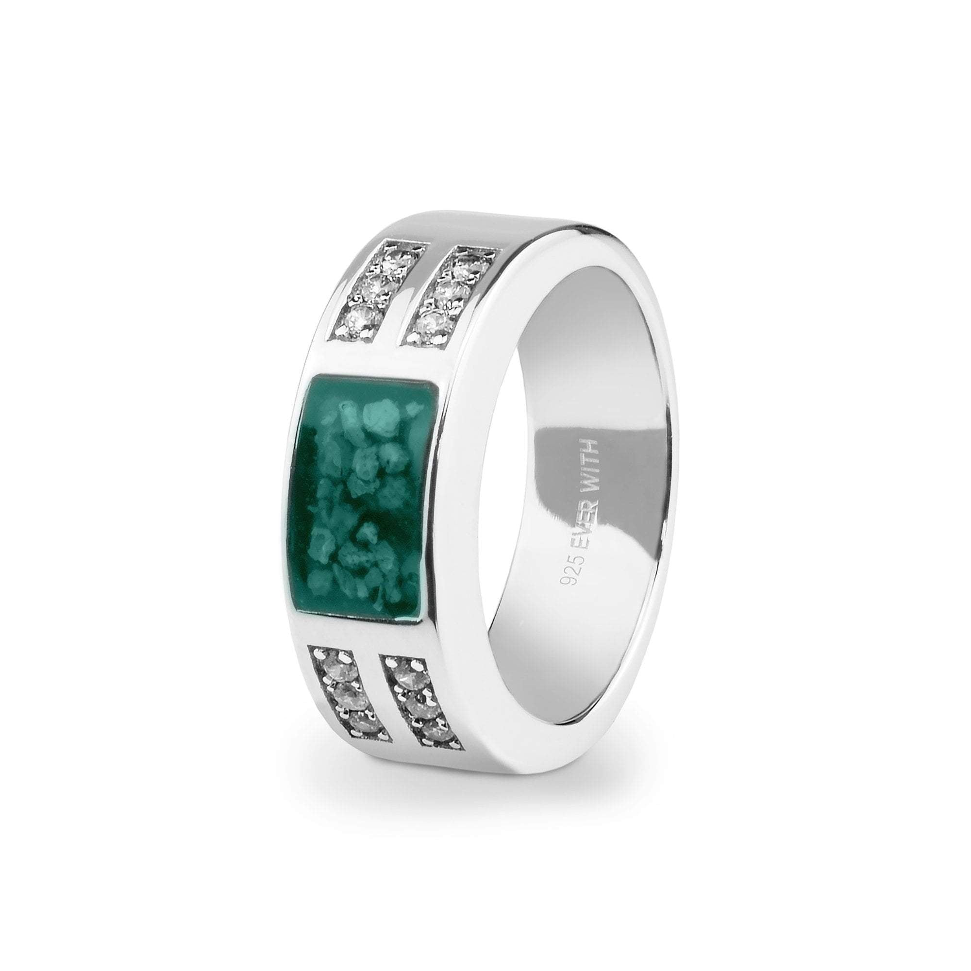 EverWith Gents Oblong Memorial Ashes Ring with Fine Crystals - EverWith Memorial Jewellery - Trade