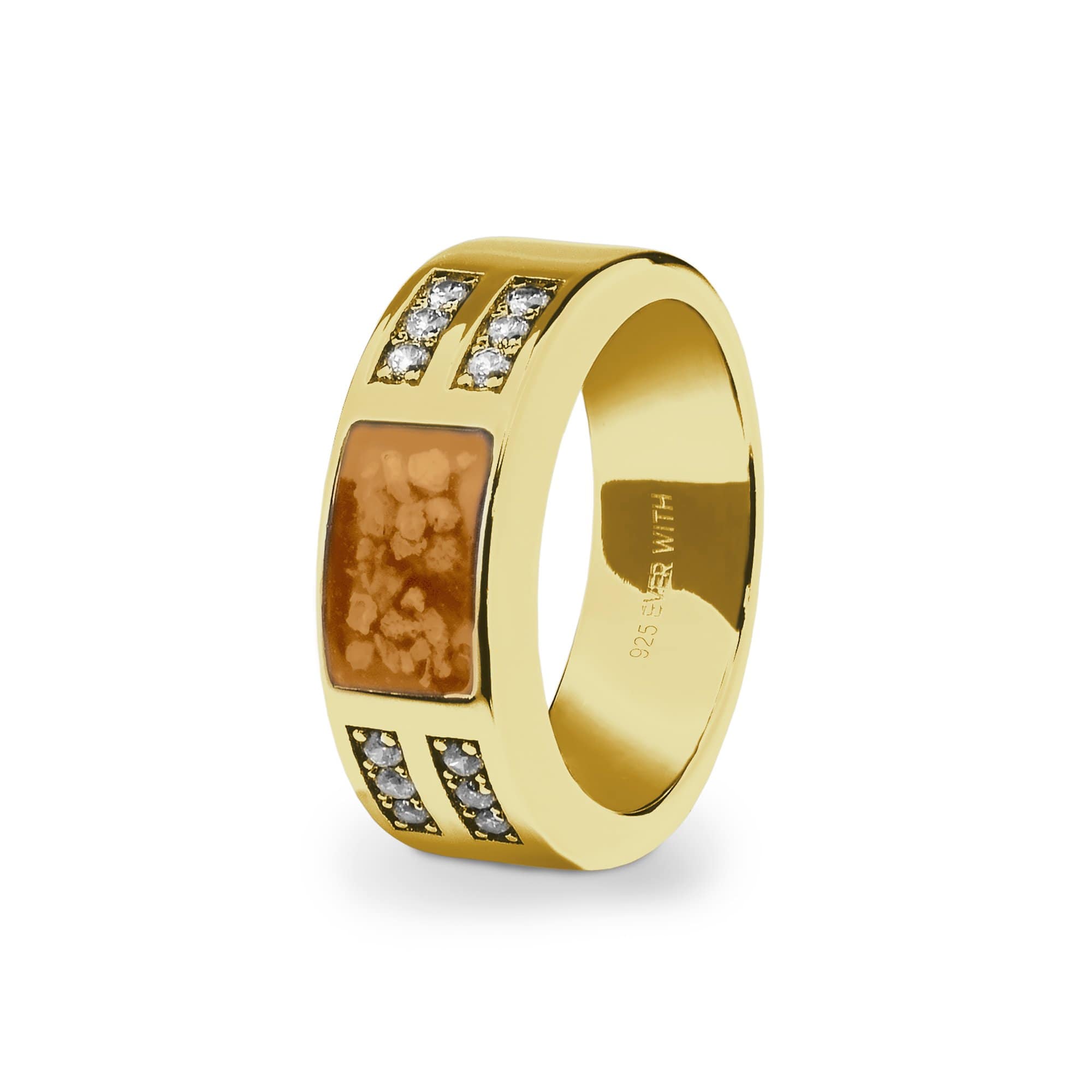 EverWith Gents Oblong Memorial Ashes Ring with Fine Crystals - EverWith Memorial Jewellery - Trade