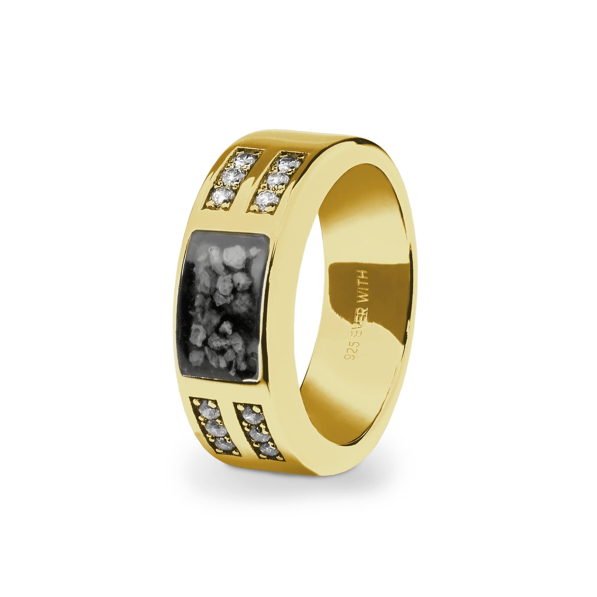 EverWith Gents Oblong Memorial Ashes Ring with Fine Crystals - EverWith Memorial Jewellery - Trade