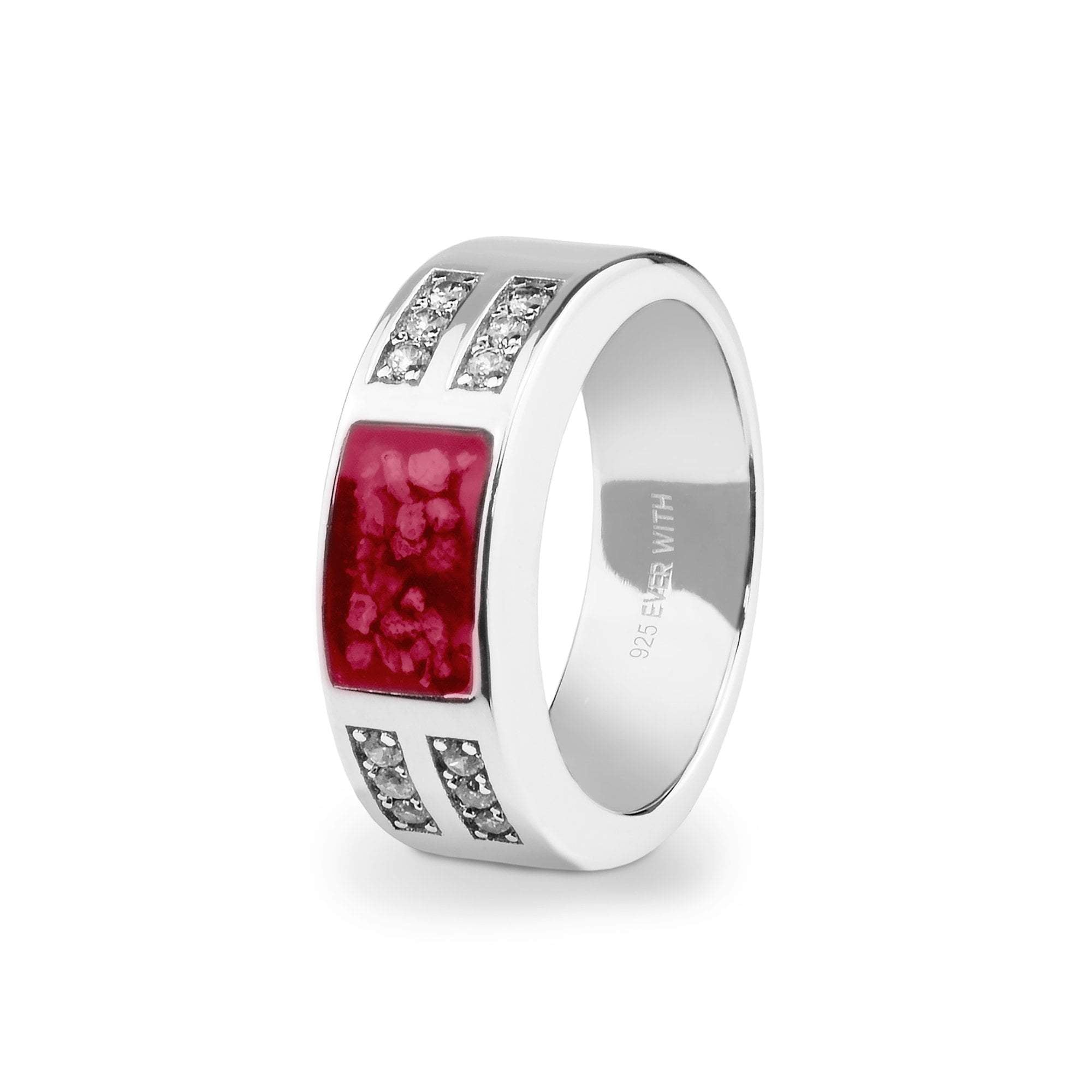 EverWith Gents Oblong Memorial Ashes Ring with Fine Crystals - EverWith Memorial Jewellery - Trade