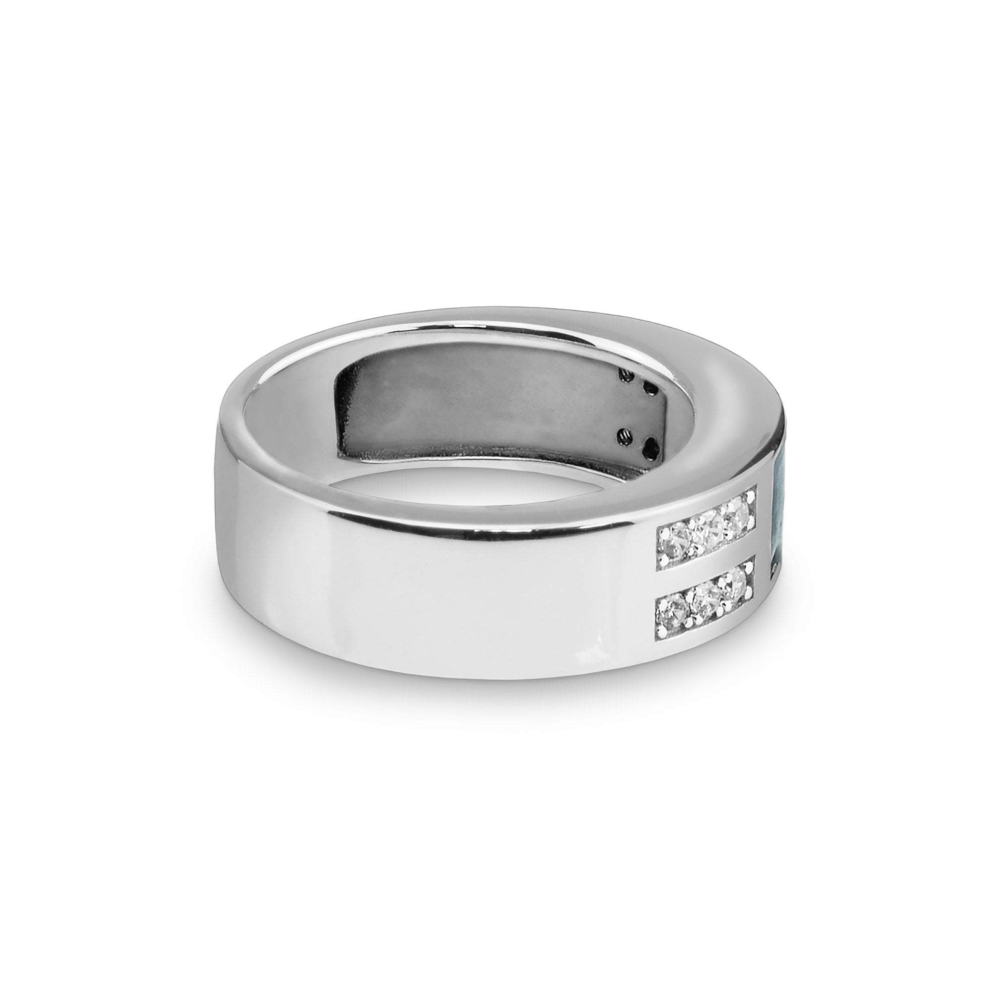 EverWith Gents Oblong Memorial Ashes Ring with Fine Crystals - EverWith Memorial Jewellery - Trade