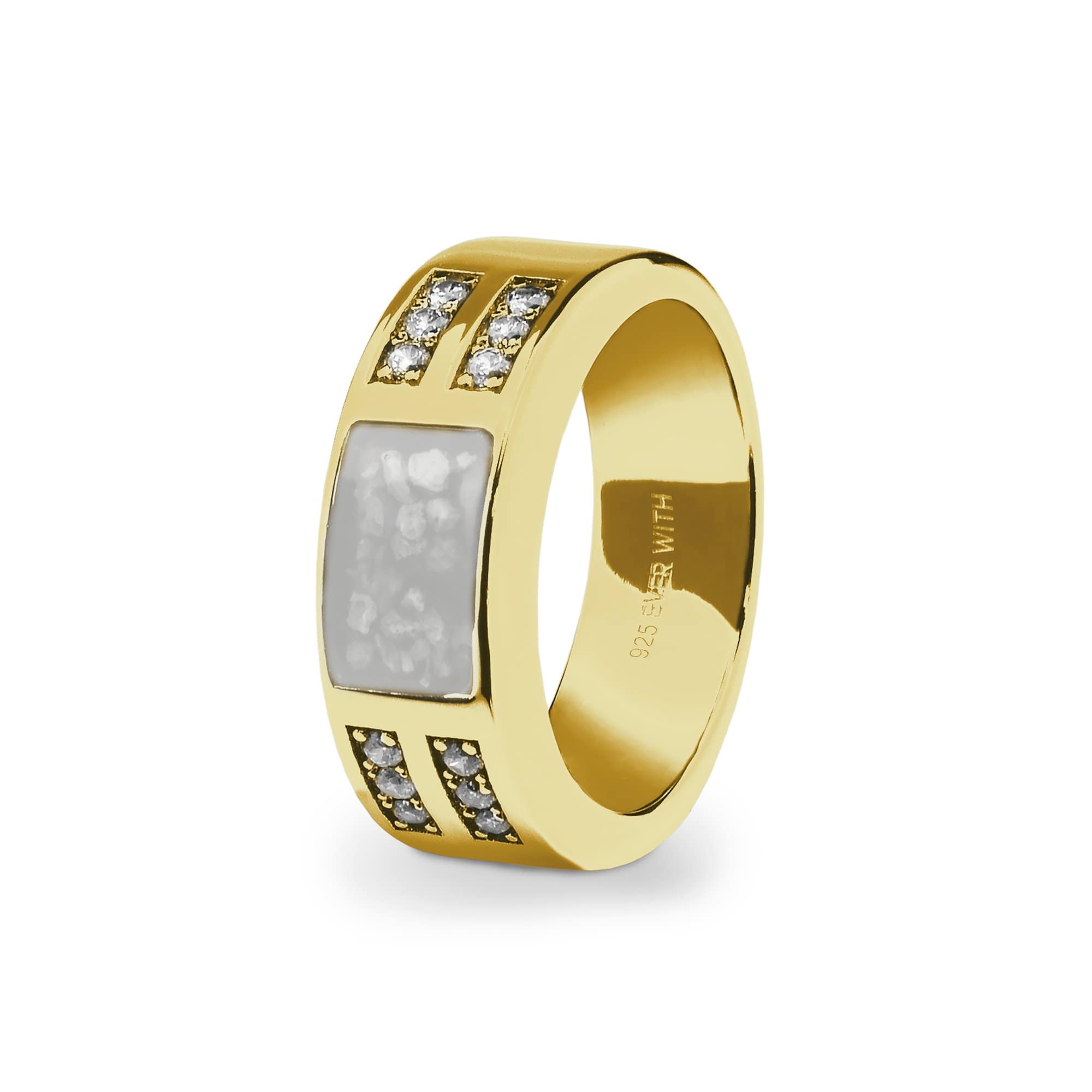 EverWith Gents Oblong Memorial Ashes Ring with Fine Crystals - EverWith Memorial Jewellery - Trade