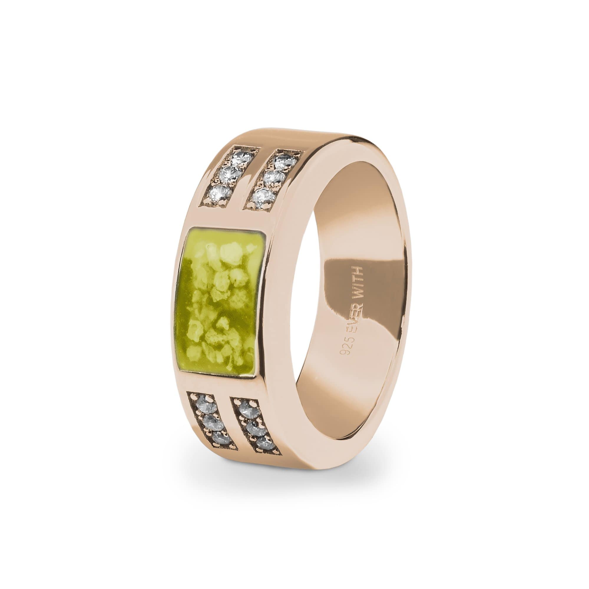 EverWith Gents Oblong Memorial Ashes Ring with Fine Crystals - EverWith Memorial Jewellery - Trade