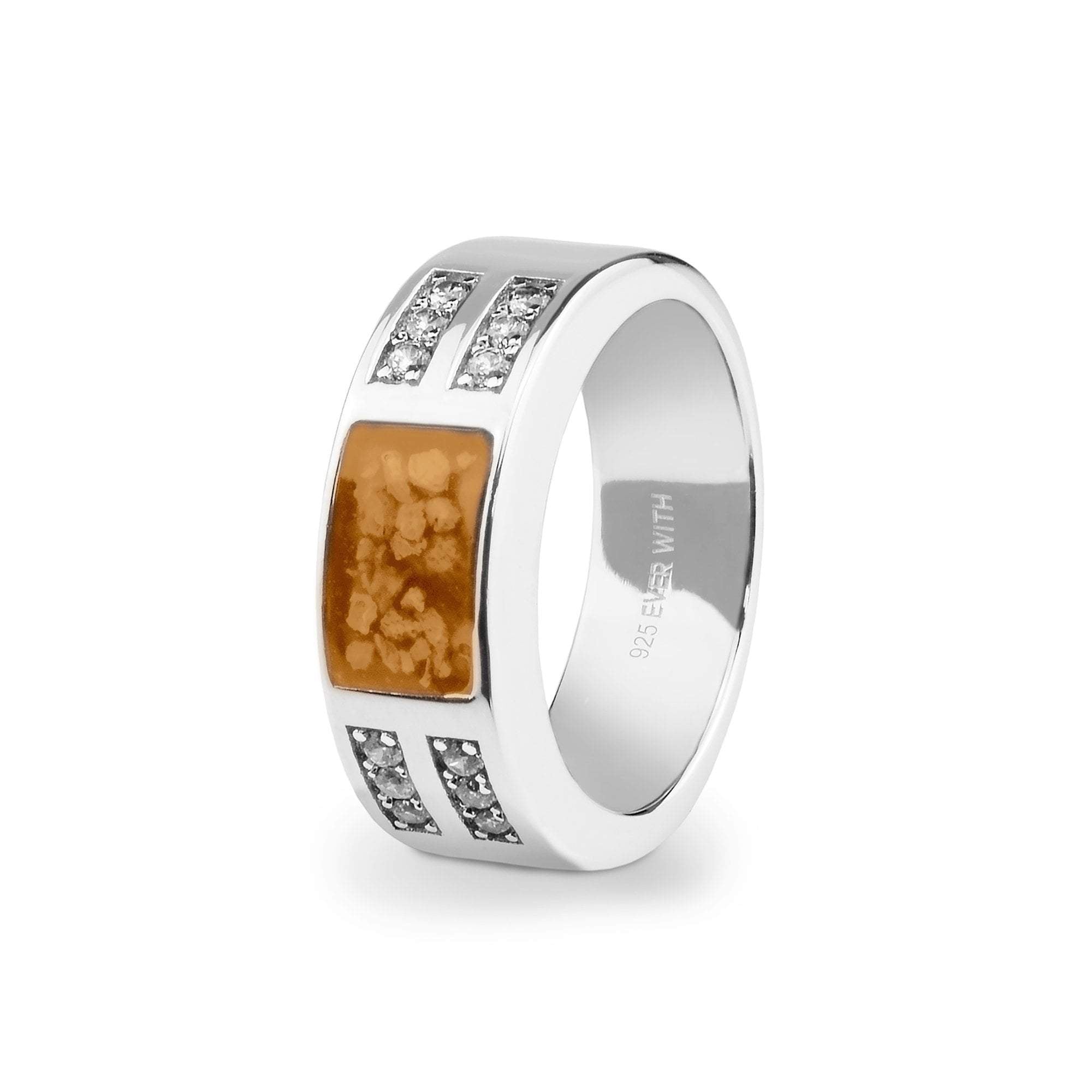 EverWith Gents Oblong Memorial Ashes Ring with Fine Crystals - EverWith Memorial Jewellery - Trade