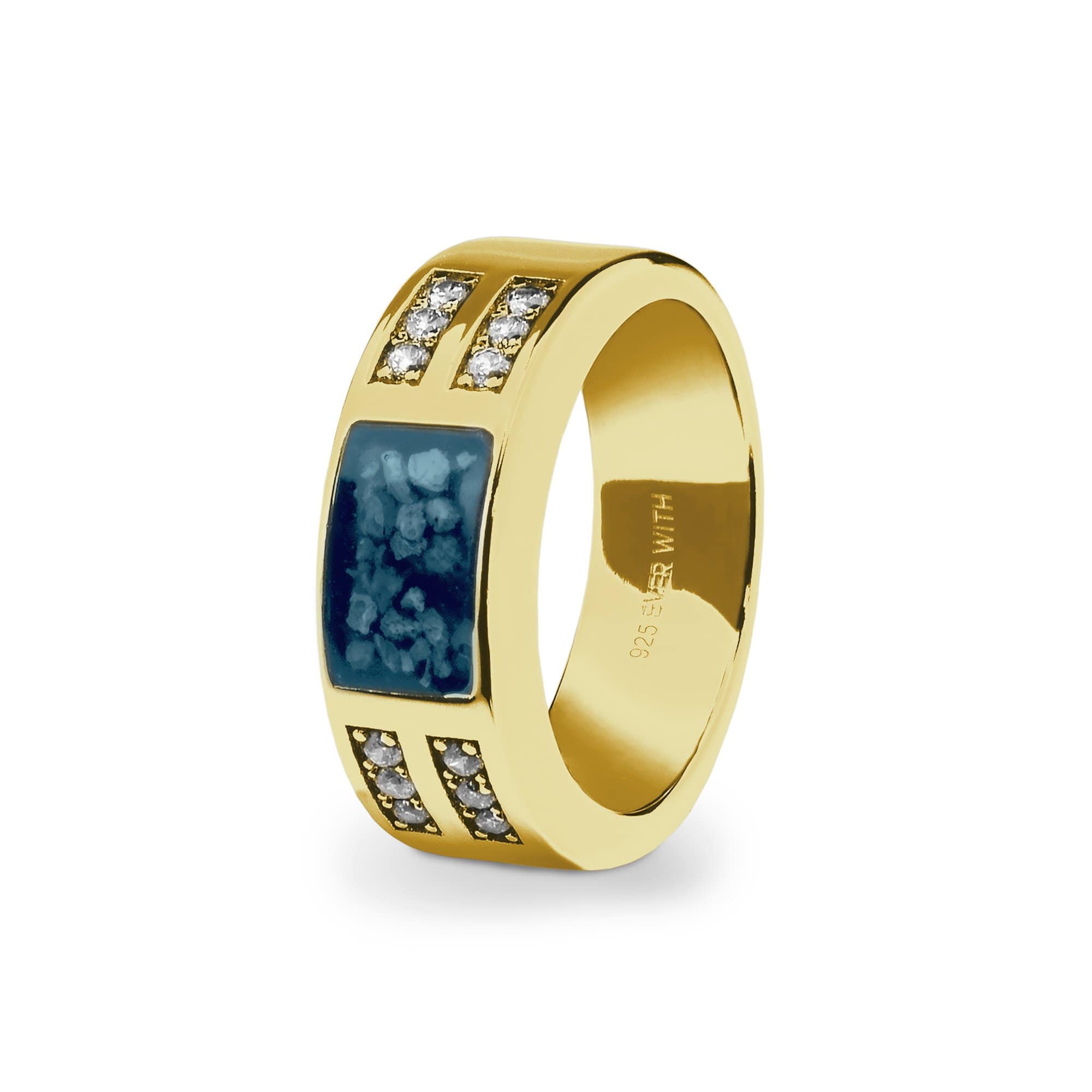 EverWith Gents Oblong Memorial Ashes Ring with Fine Crystals - EverWith Memorial Jewellery - Trade