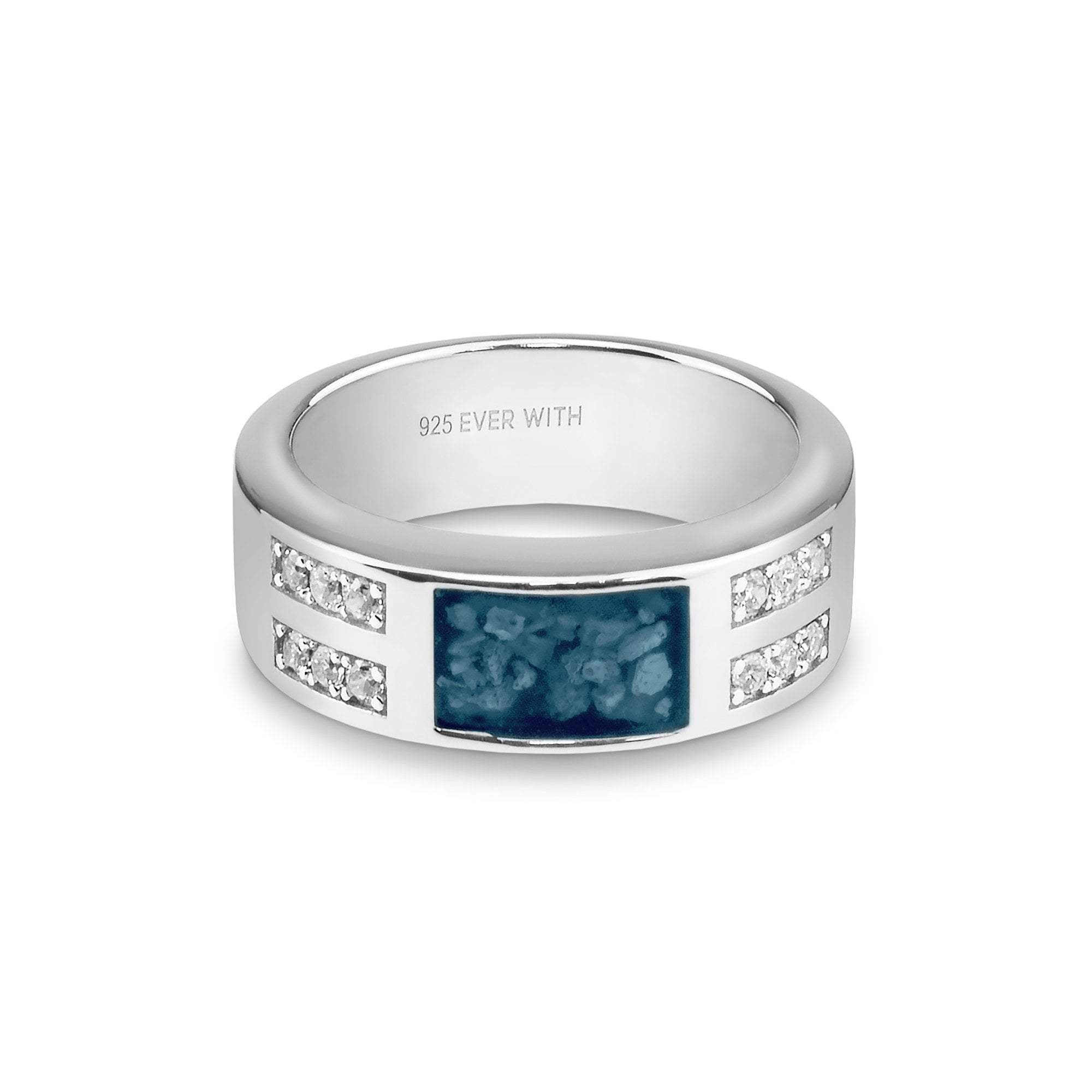 EverWith Gents Oblong Memorial Ashes Ring with Fine Crystals - EverWith Memorial Jewellery - Trade
