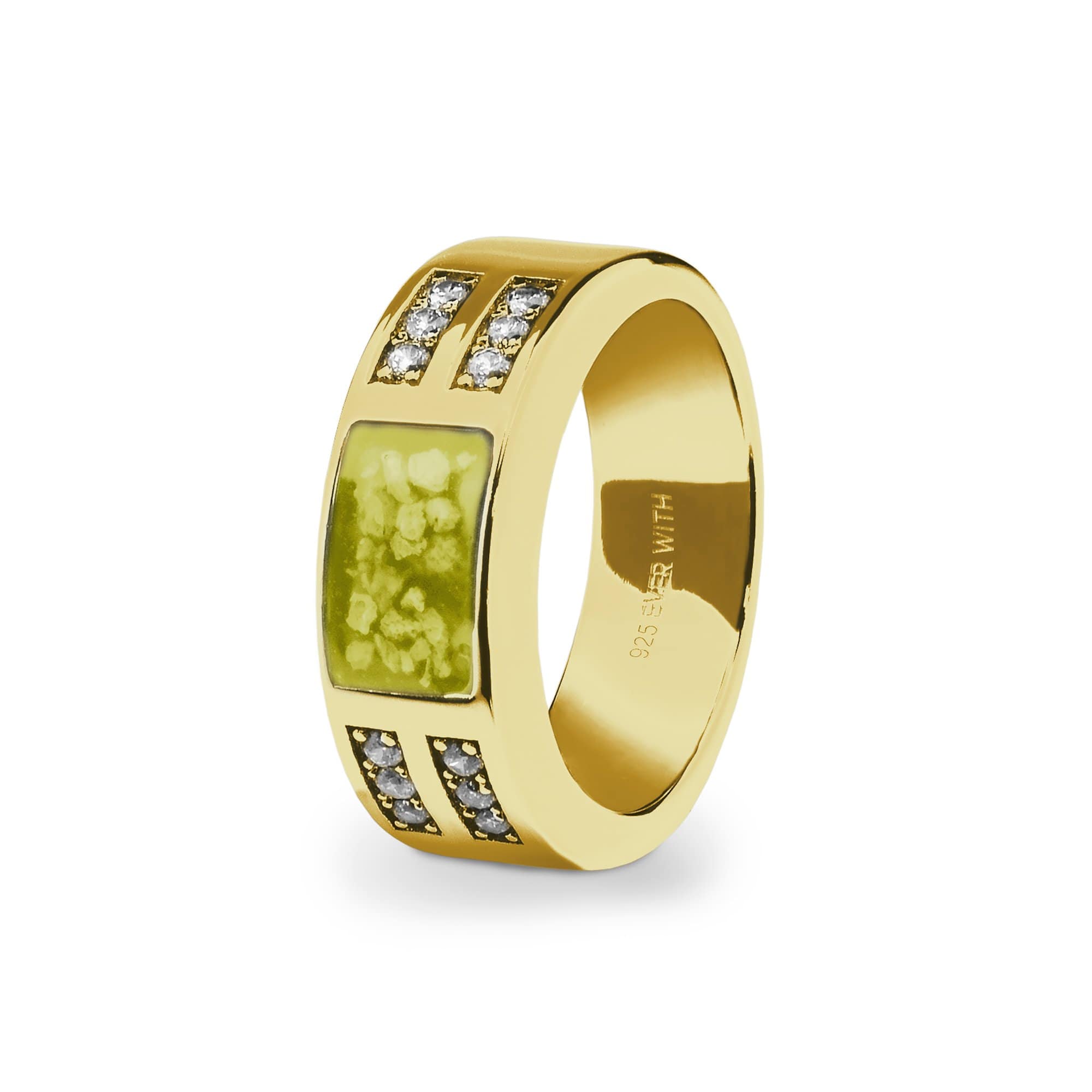 EverWith Gents Oblong Memorial Ashes Ring with Fine Crystals - EverWith Memorial Jewellery - Trade