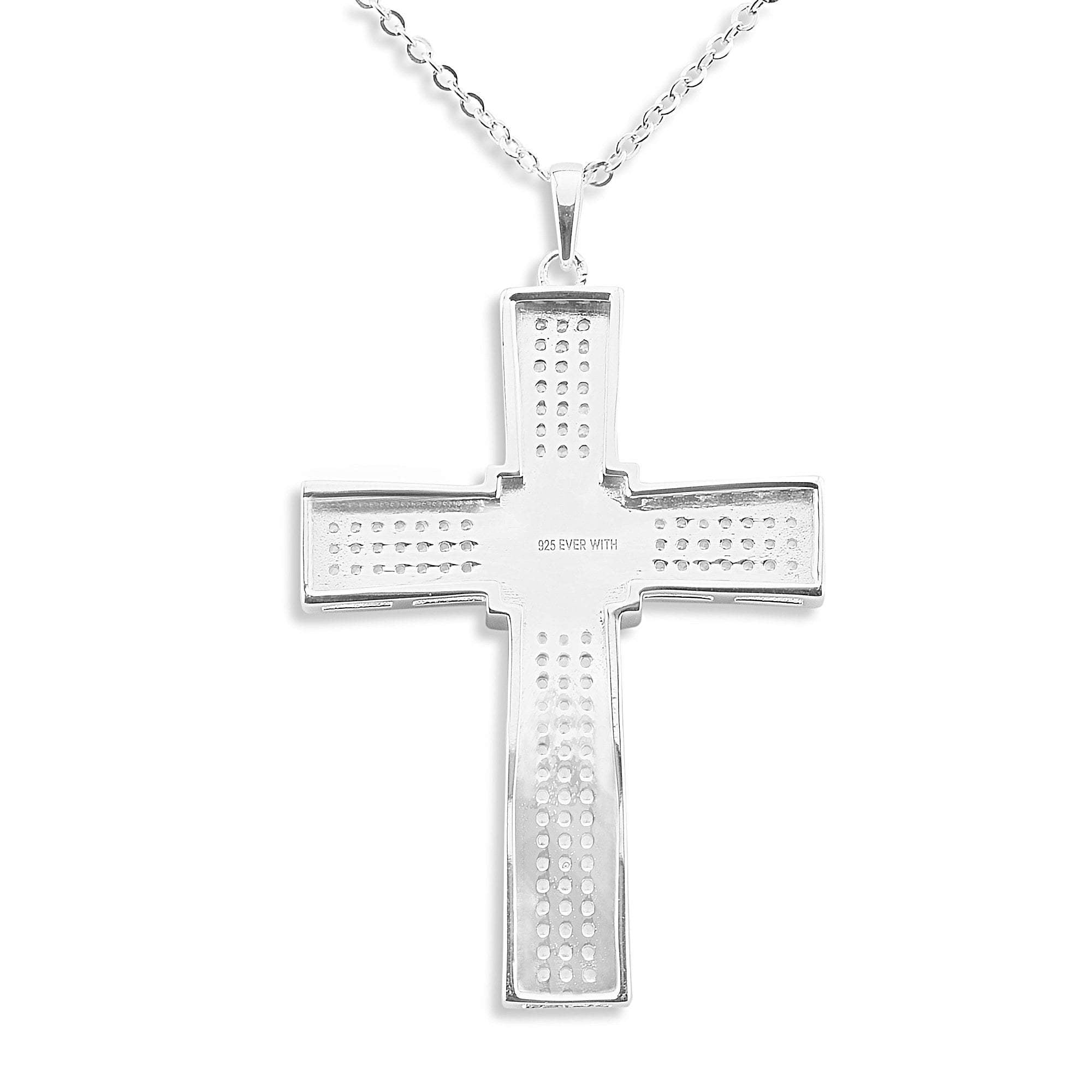 EverWith Gents Oversized Cross Memorial Ashes Pendant with Fine Crystals - EverWith Memorial Jewellery - Trade
