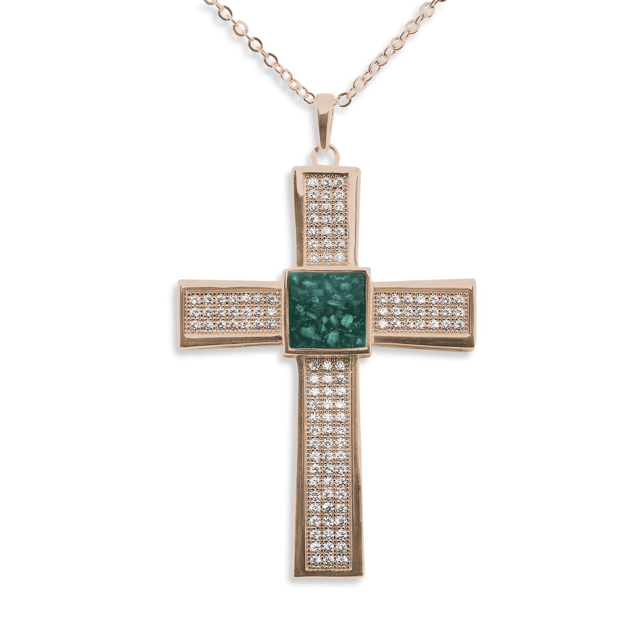 EverWith Gents Oversized Cross Memorial Ashes Pendant with Fine Crystals - EverWith Memorial Jewellery - Trade