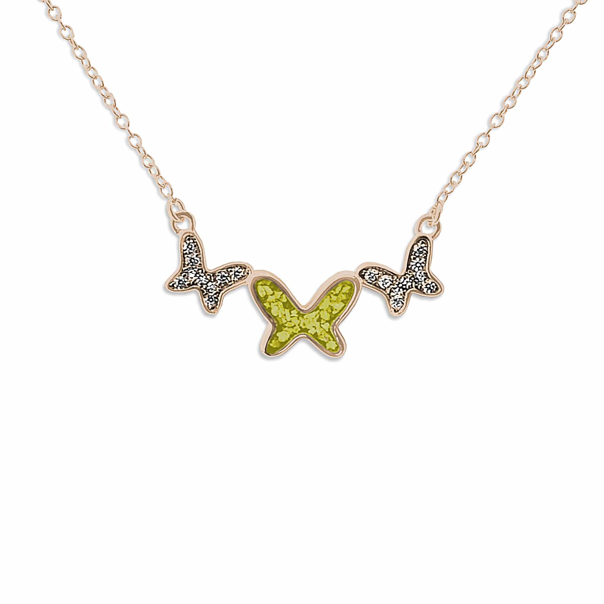 EverWith Ladies Butterflies Memorial Ashes Necklace with Fine Crystals - EverWith Memorial Jewellery - Trade