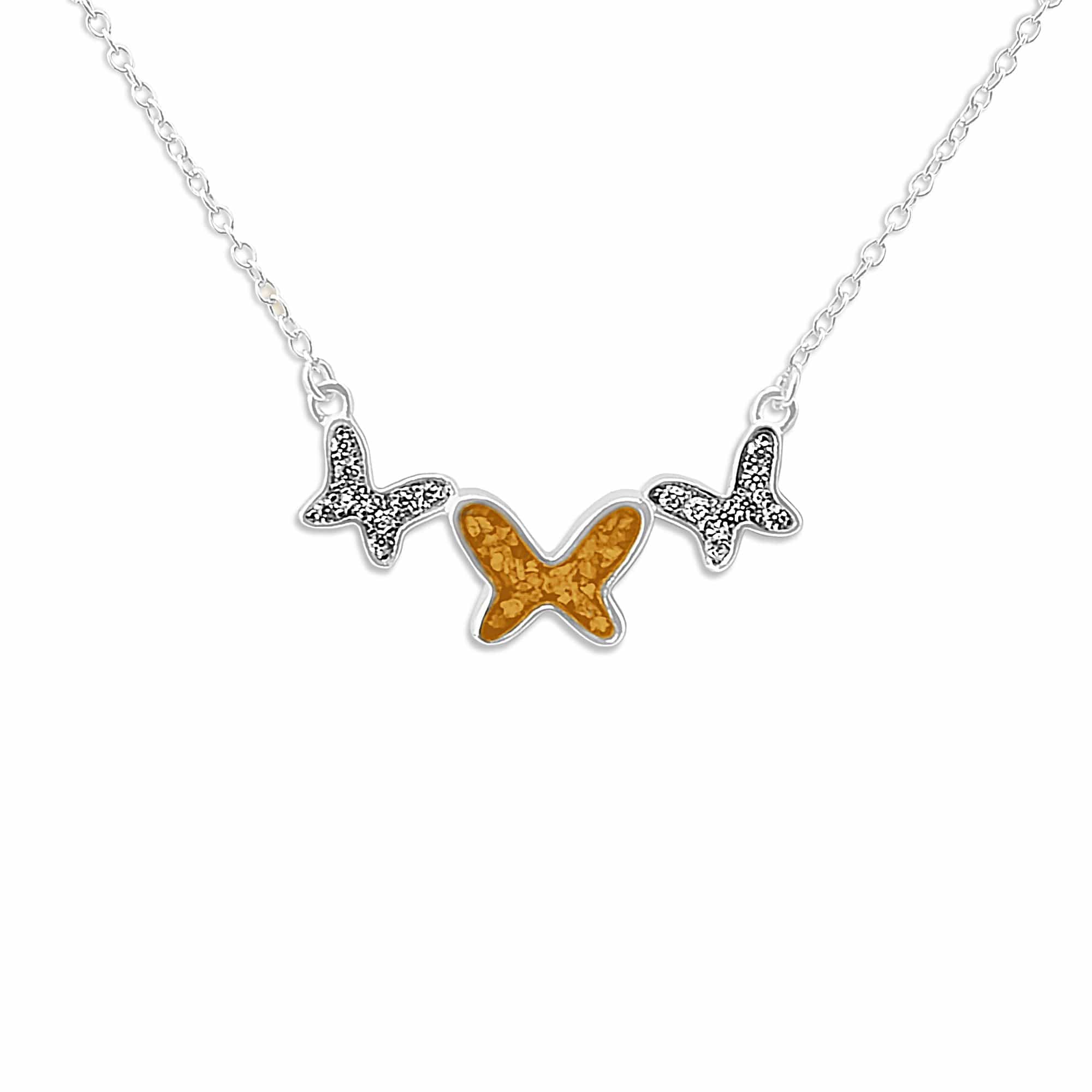 EverWith Ladies Butterflies Memorial Ashes Necklace with Fine Crystals - EverWith Memorial Jewellery - Trade