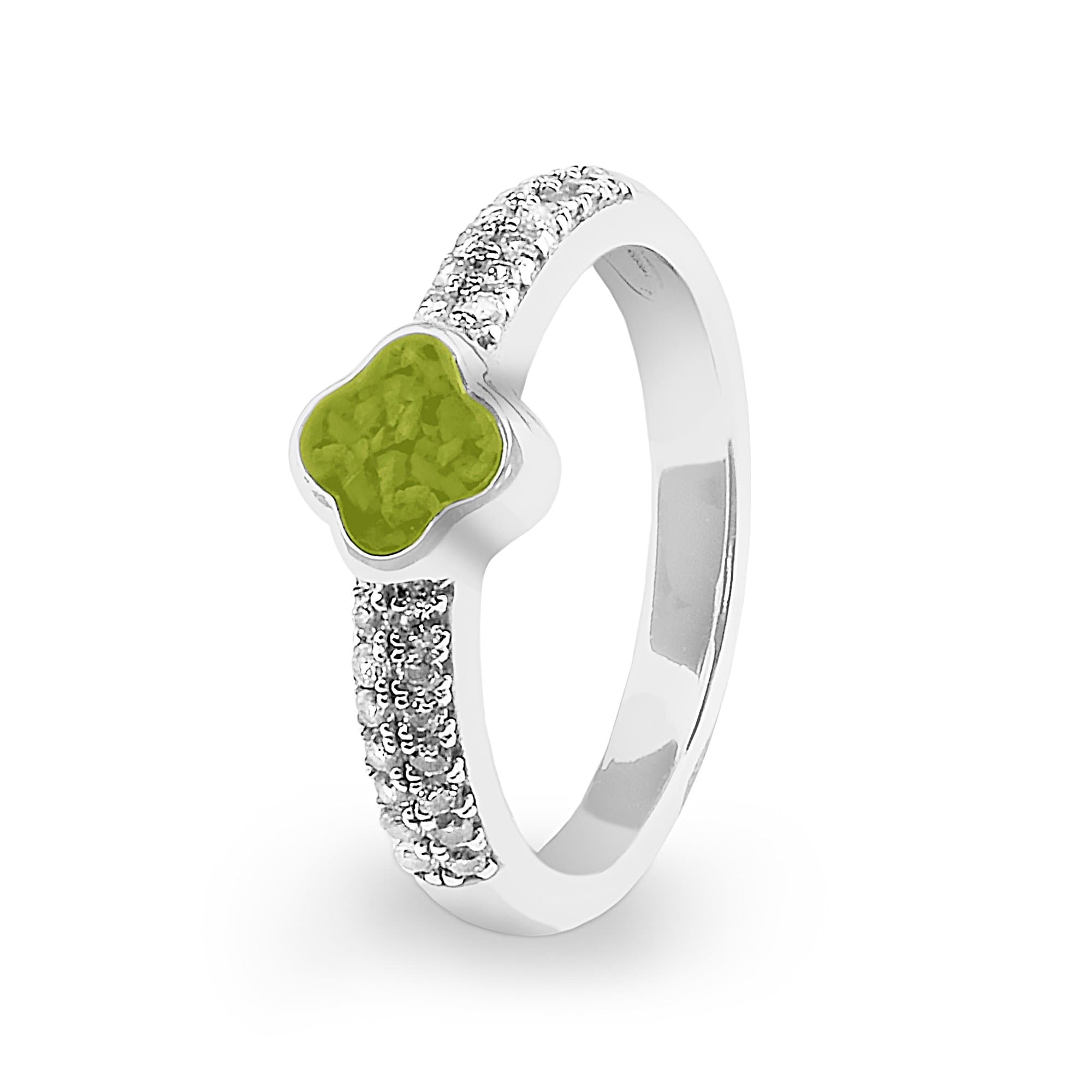 EverWith Ladies Clover Memorial Ashes Ring with Fine Crystals - EverWith Memorial Jewellery - Trade