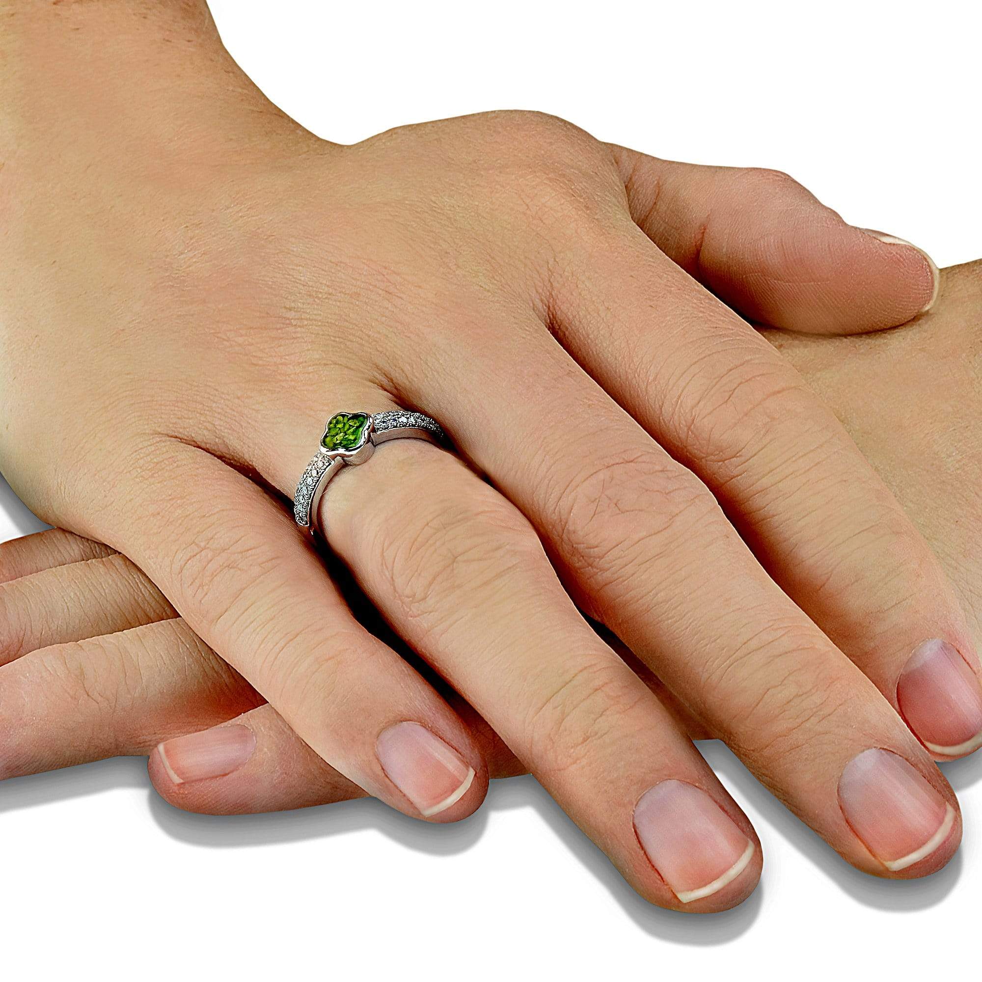 EverWith Ladies Clover Memorial Ashes Ring with Fine Crystals - EverWith Memorial Jewellery - Trade