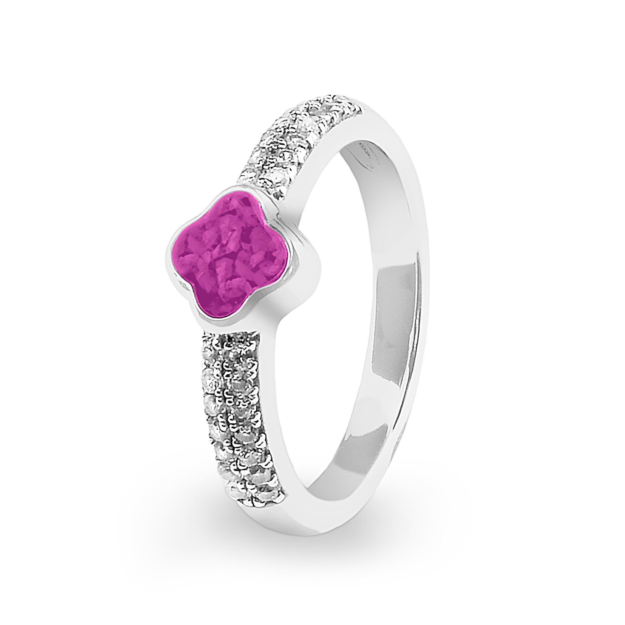EverWith Ladies Clover Memorial Ashes Ring with Fine Crystals - EverWith Memorial Jewellery - Trade