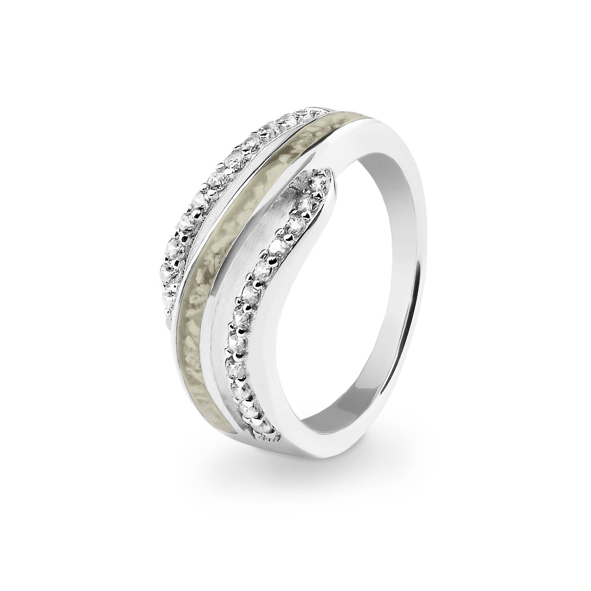 EverWith Ladies Oceans Memorial Ashes Ring with Fine Crystals - EverWith Memorial Jewellery - Trade