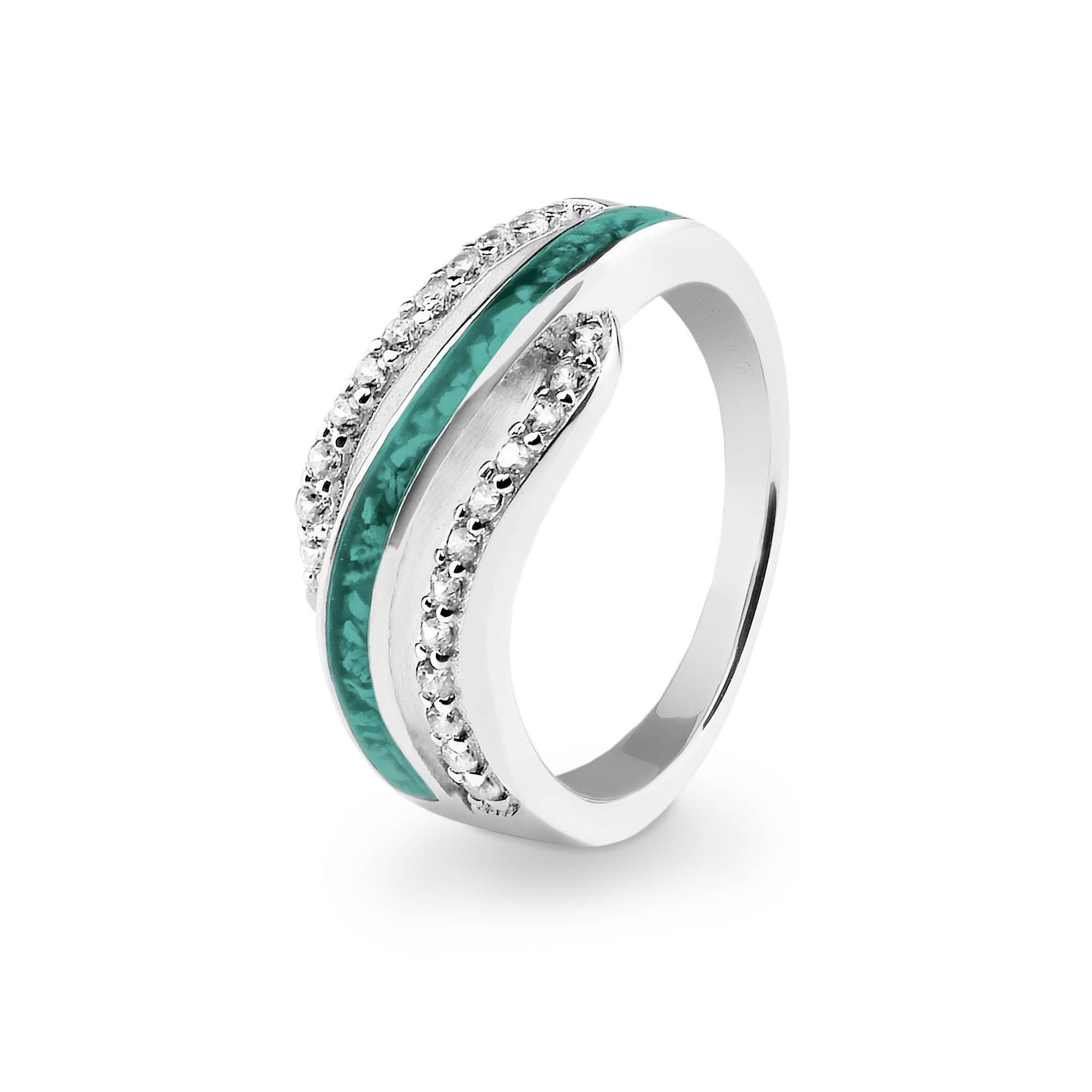 EverWith Ladies Oceans Memorial Ashes Ring with Fine Crystals - EverWith Memorial Jewellery - Trade