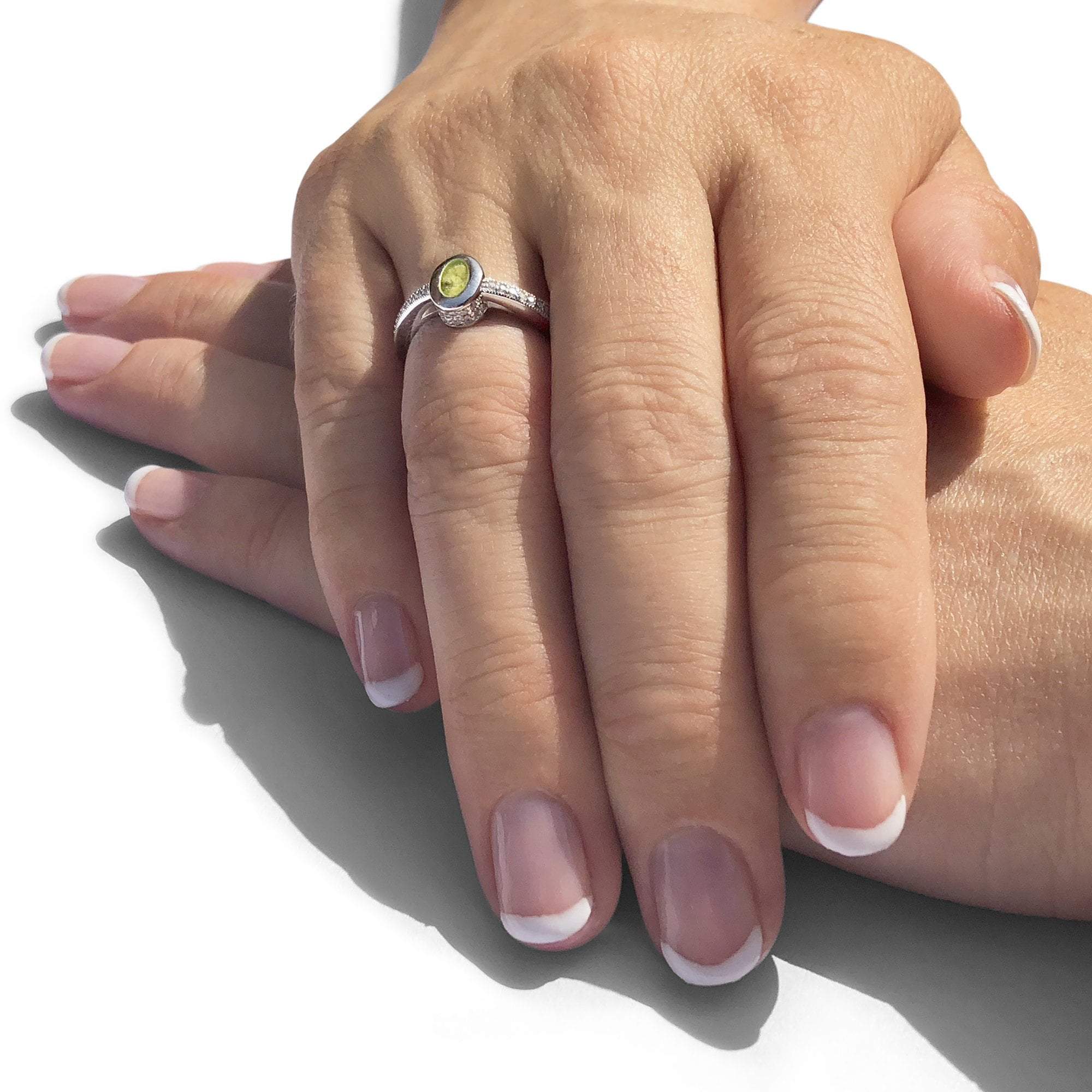 EverWith Ladies Oval Halo Memorial Ashes Ring with Fine Crystals - EverWith Memorial Jewellery - Trade