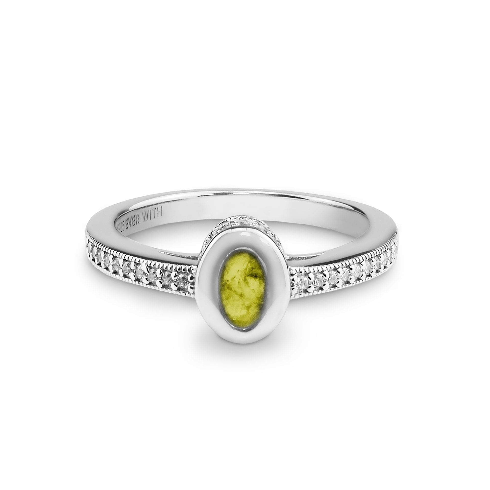 EverWith Ladies Oval Halo Memorial Ashes Ring with Fine Crystals - EverWith Memorial Jewellery - Trade