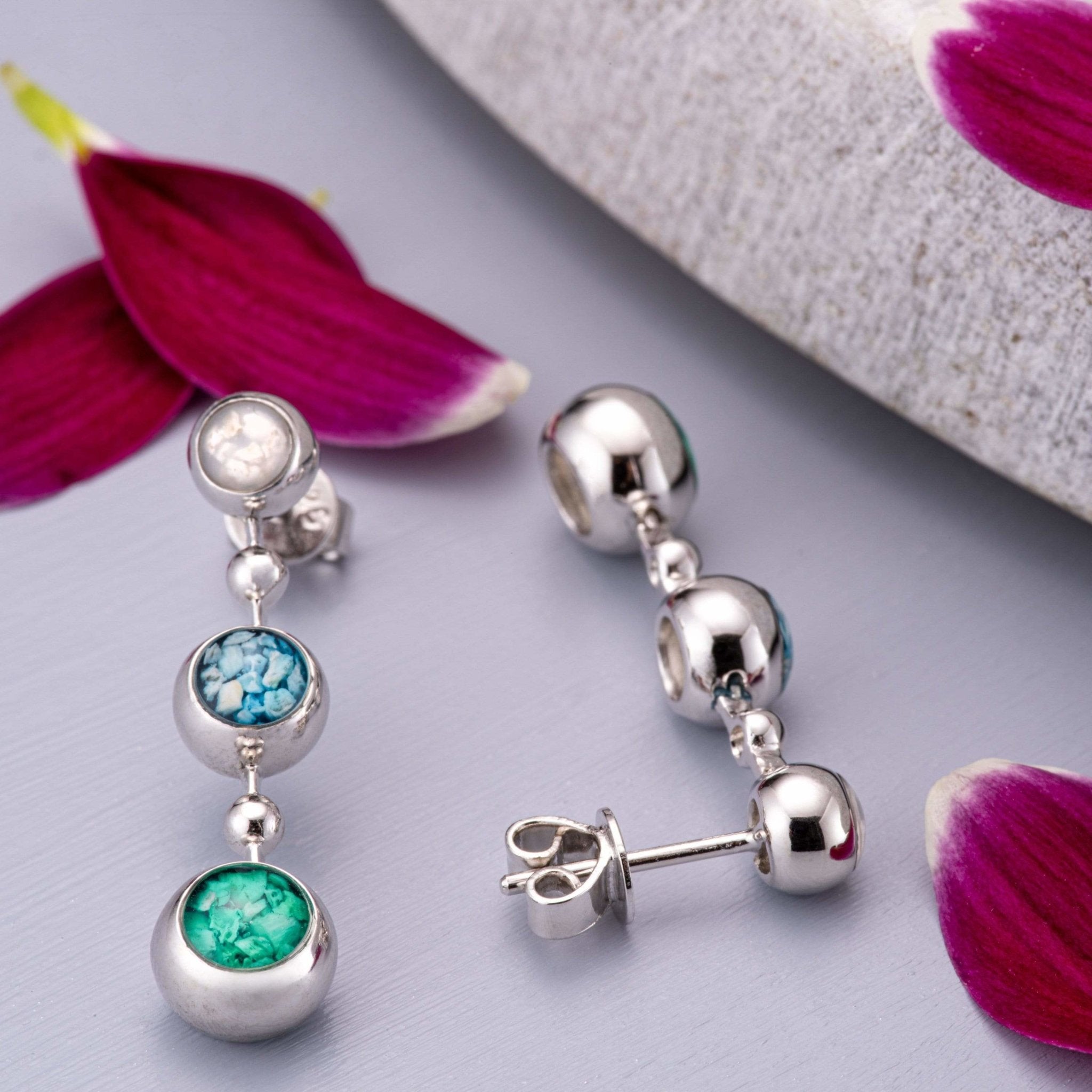 EverWith™ Ladies Rondure Array Triple Drop Memorial Ashes Earrings - EverWith Memorial Jewellery - Trade