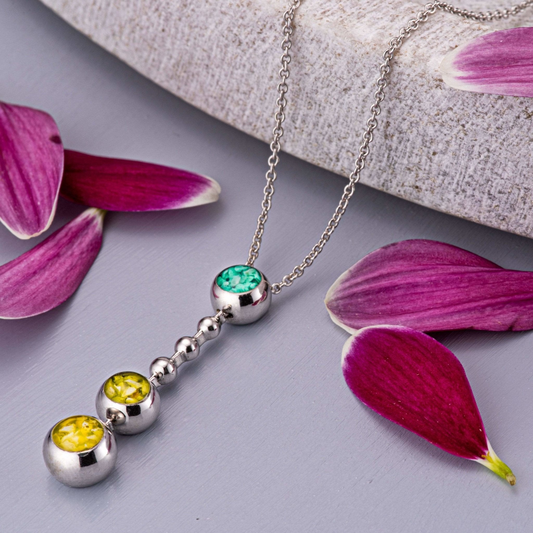 EverWith™ Ladies Rondure Triple Ball Drop Memorial Ashes Necklace - EverWith Memorial Jewellery - Trade