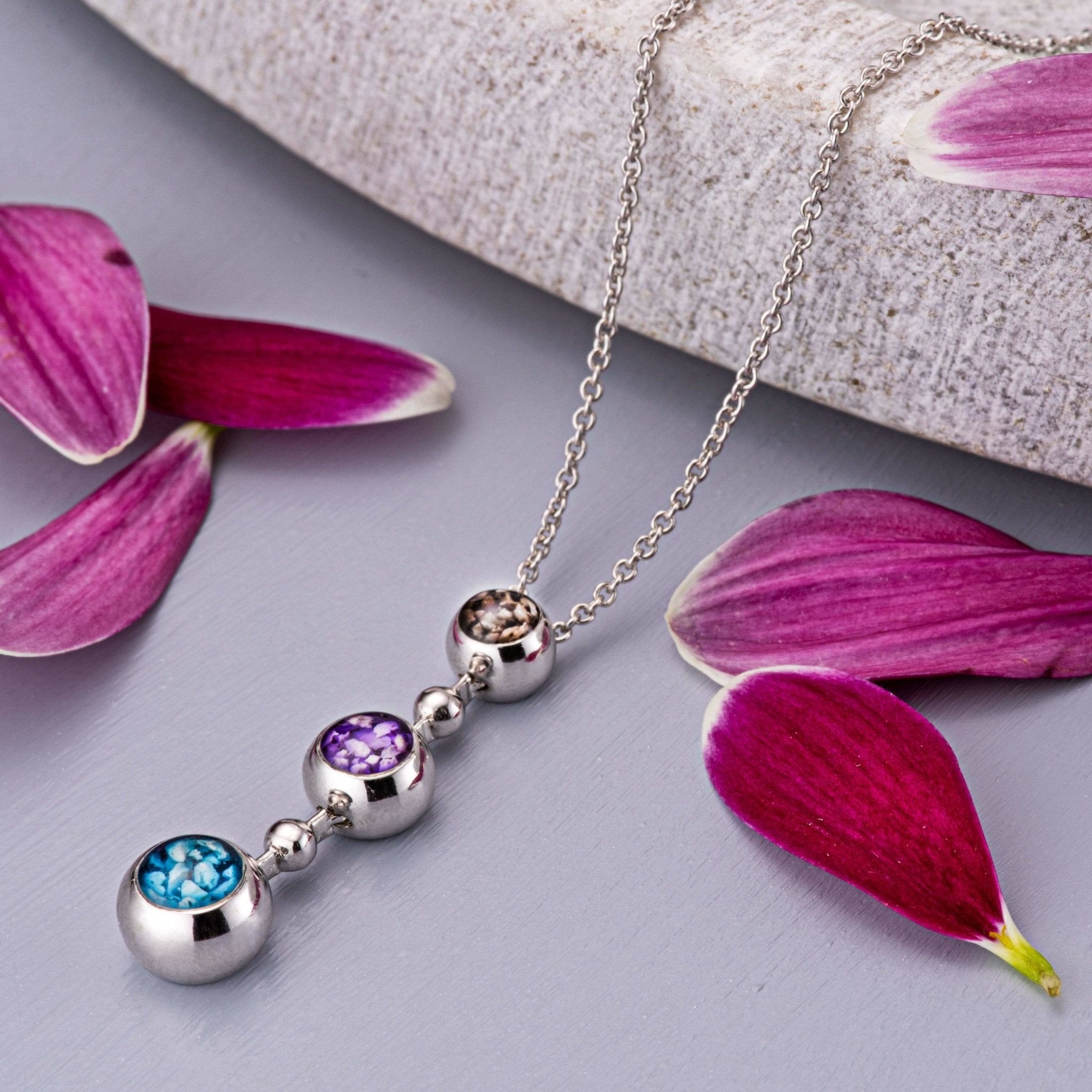 EverWith™ Ladies Rondure Triple Drop Memorial Ashes Necklace - EverWith Memorial Jewellery - Trade