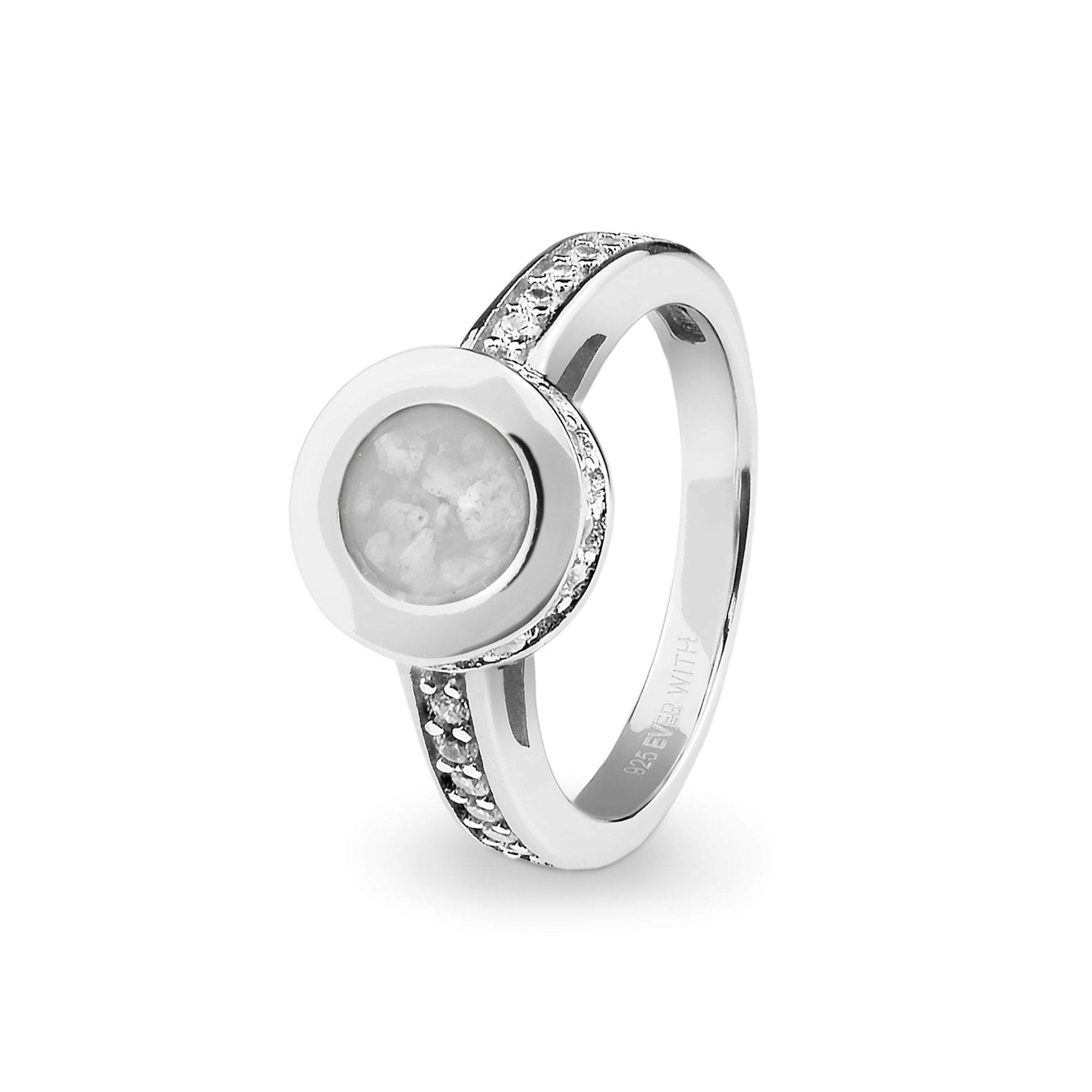 EverWith™ Ladies Round Halo Memorial Ashes Ring with Swarovski Crystals - EverWith Memorial Jewellery - Trade