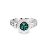 EverWith™ Ladies Round Halo Memorial Ashes Ring with Swarovski Crystals - EverWith Memorial Jewellery - Trade