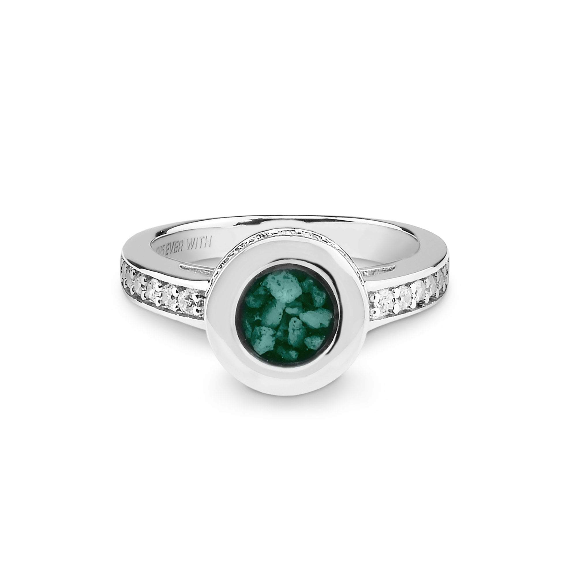 EverWith™ Ladies Round Halo Memorial Ashes Ring with Swarovski Crystals - EverWith Memorial Jewellery - Trade