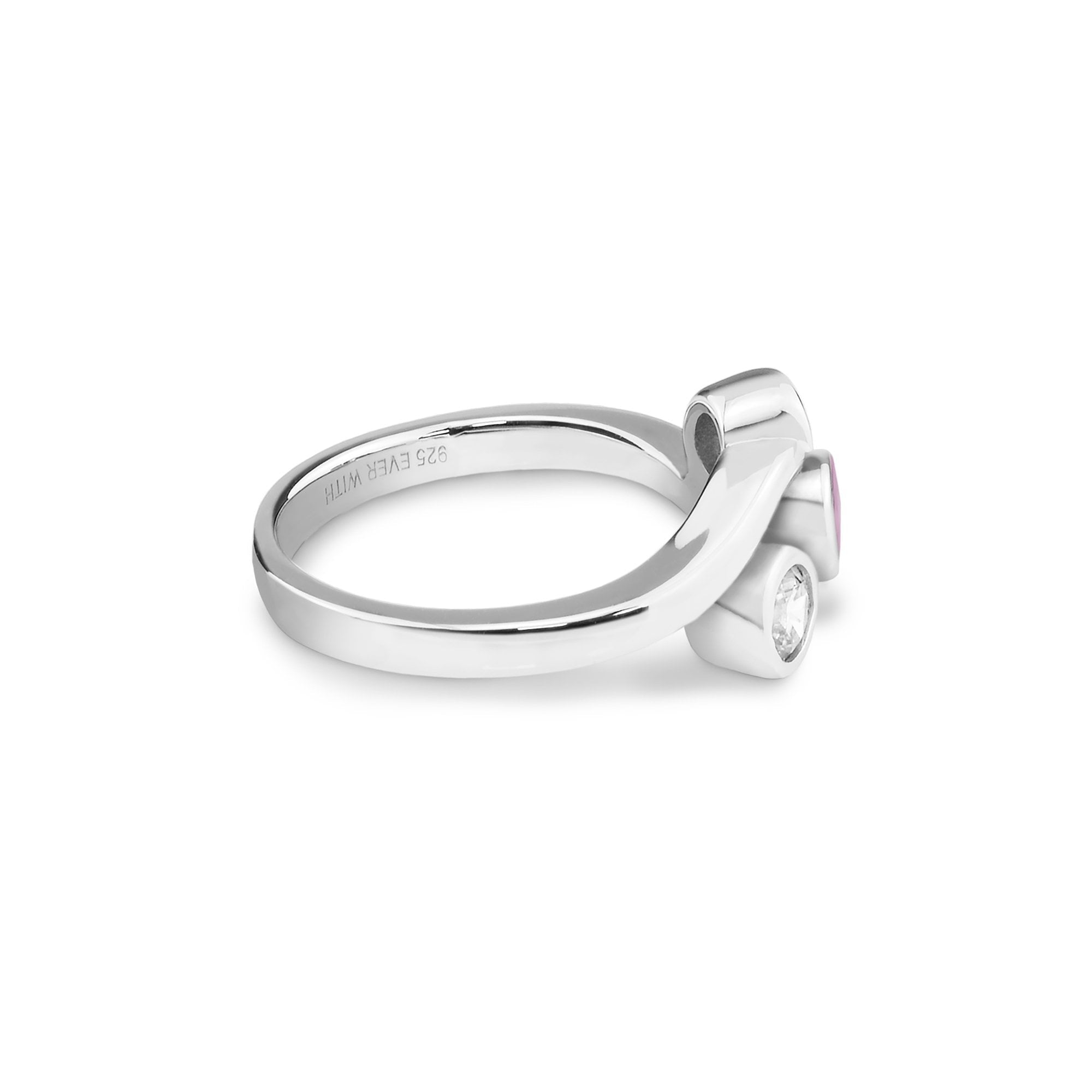 EverWith™ Ladies Three Of Us Memorial Ashes Ring with Swarovski Crystals - EverWith Memorial Jewellery - Trade