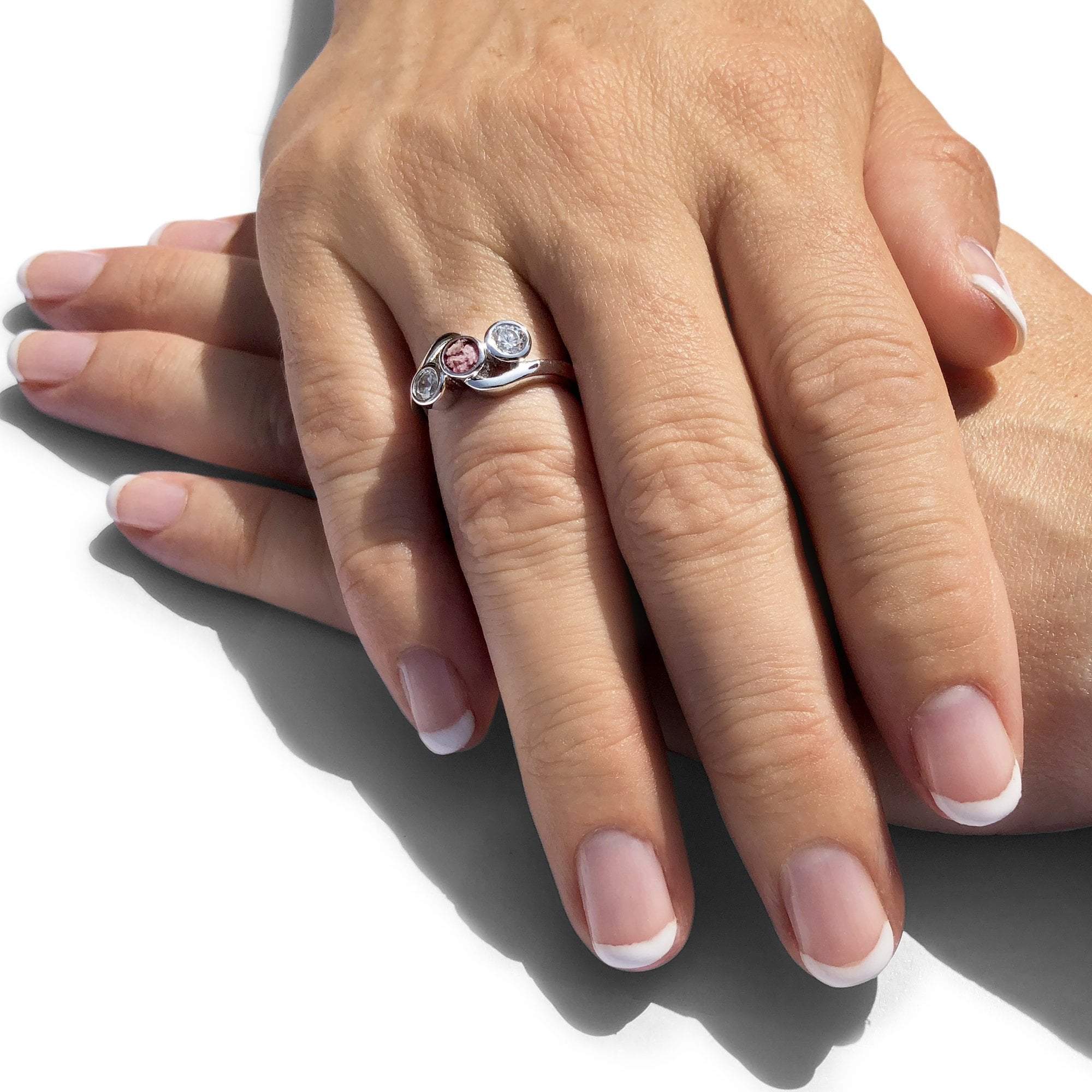 EverWith™ Ladies Three Of Us Memorial Ashes Ring with Swarovski Crystals - EverWith Memorial Jewellery - Trade