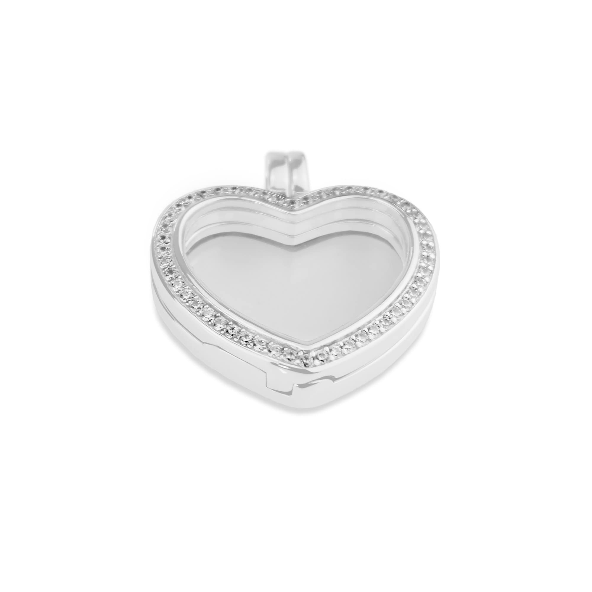 EverWith™ Large Heart Glass Locket Sterling Silver Cremation Ashes Locket With Swarovski Crystals - EverWith Memorial Jewellery - Trade