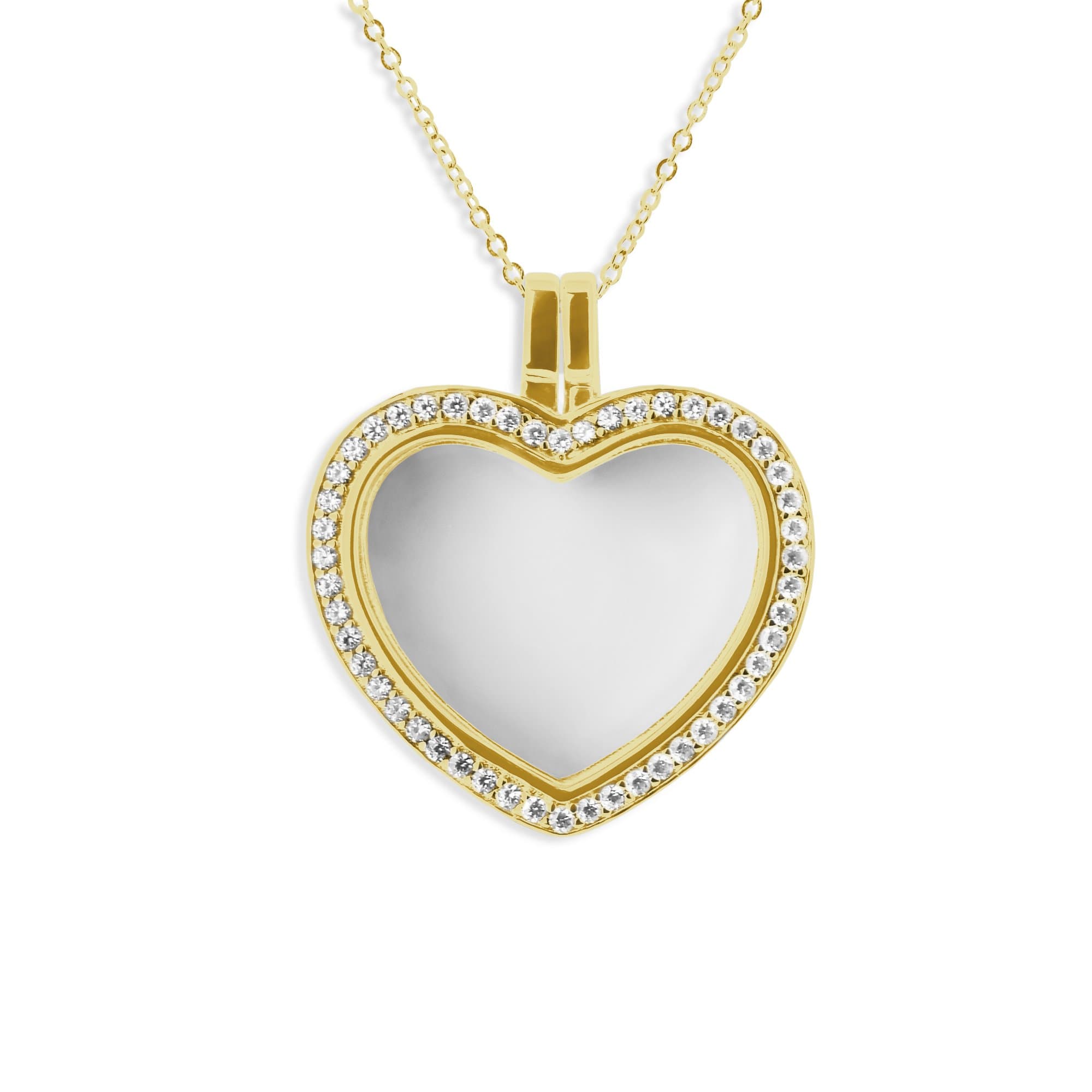 EverWith™ Large Heart Glass Locket Sterling Silver Cremation Ashes Locket With Swarovski Crystals - EverWith Memorial Jewellery - Trade