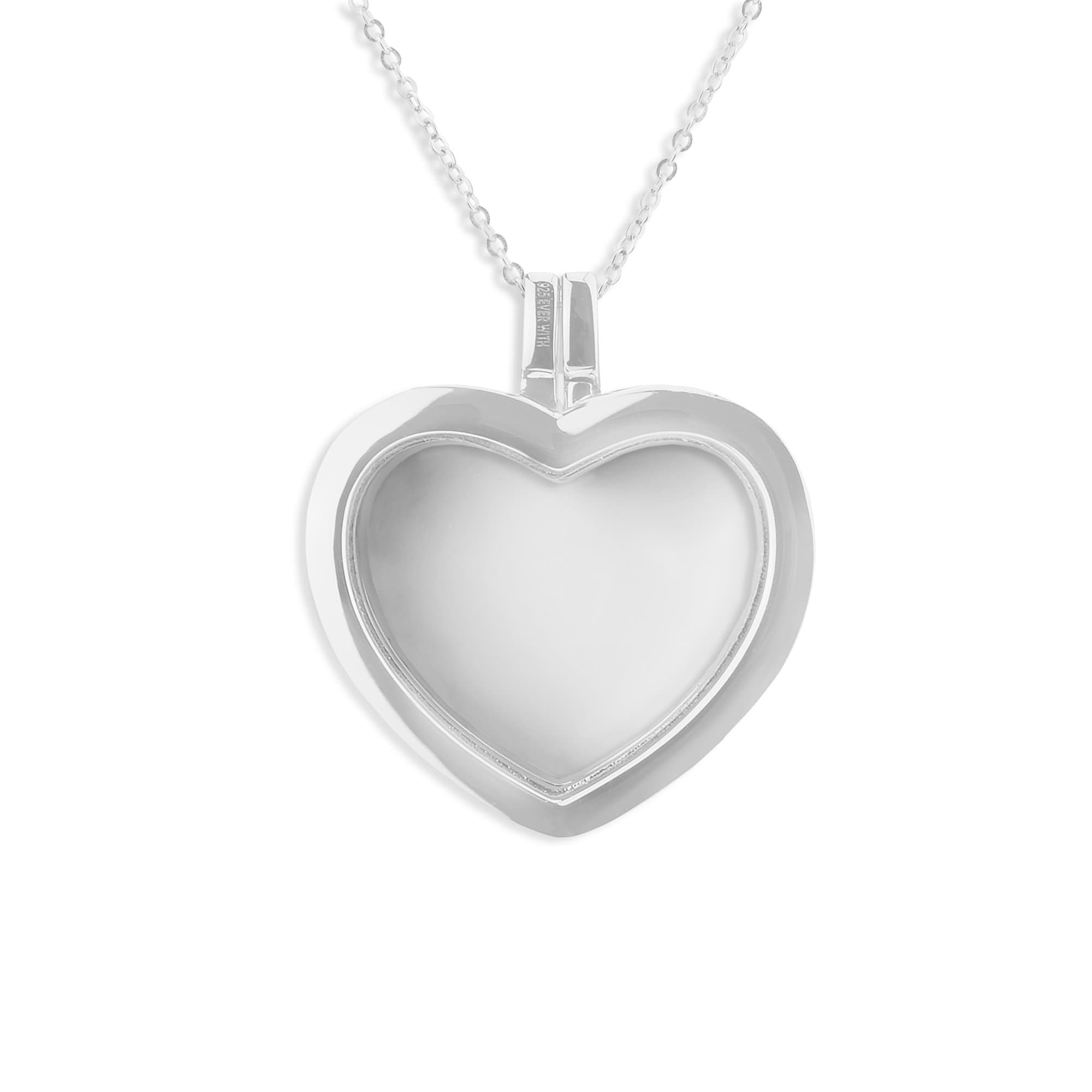 EverWith™ Large Heart Glass Locket Sterling Silver Cremation Ashes Locket With Swarovski Crystals - EverWith Memorial Jewellery - Trade