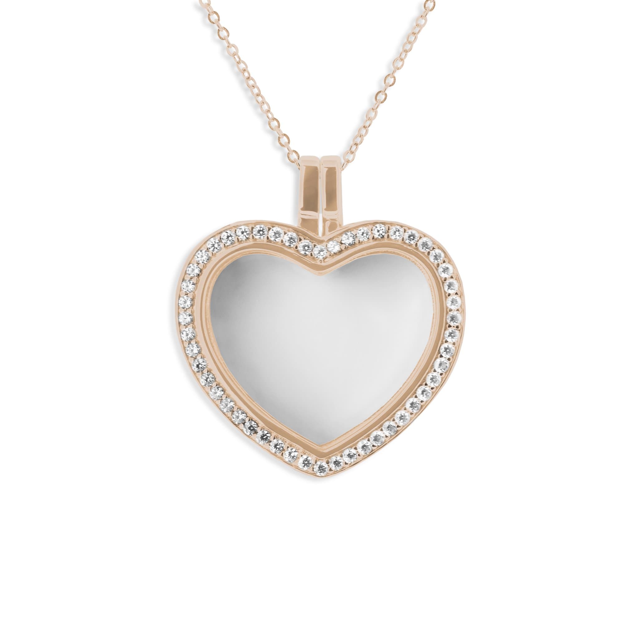 EverWith™ Large Heart Glass Locket Sterling Silver Cremation Ashes Locket With Swarovski Crystals - EverWith Memorial Jewellery - Trade