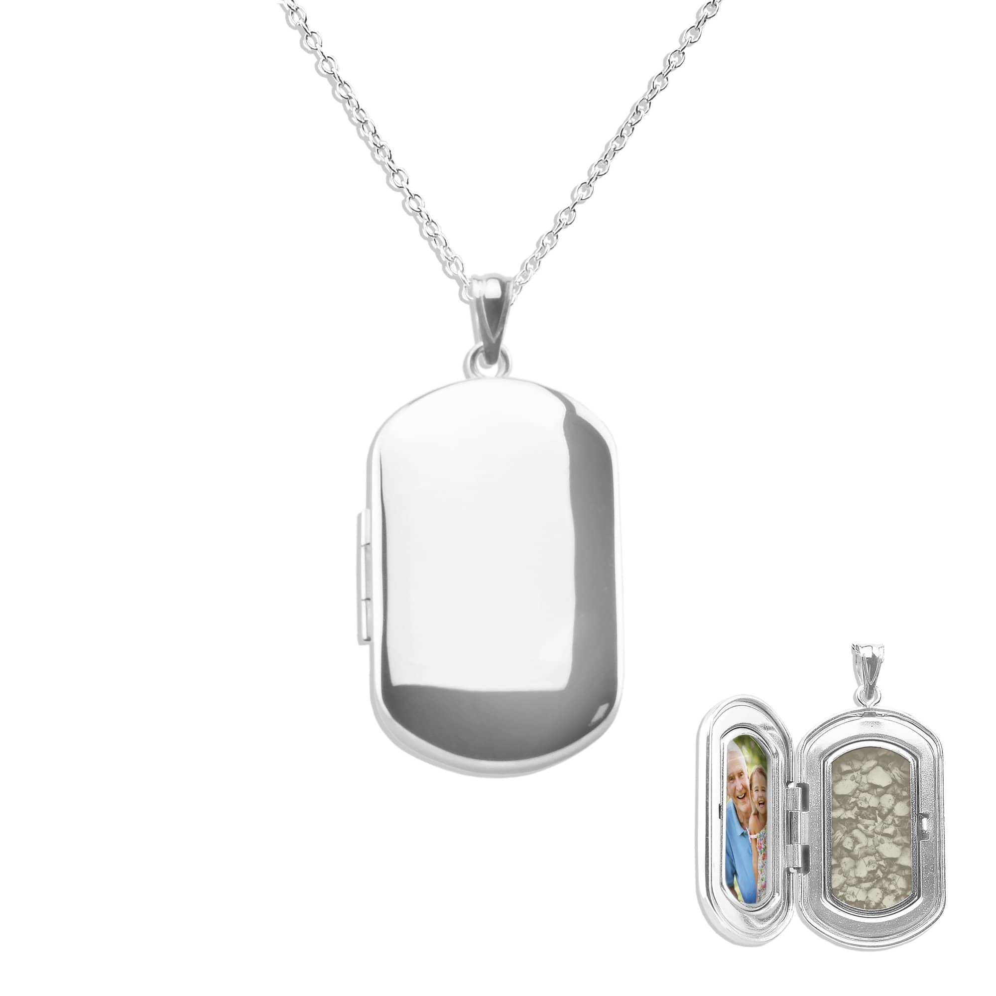 EverWith™ Large Rounded Rectangle Shaped Sterling Silver Memorial Ashes Locket - EverWith Memorial Jewellery - Trade