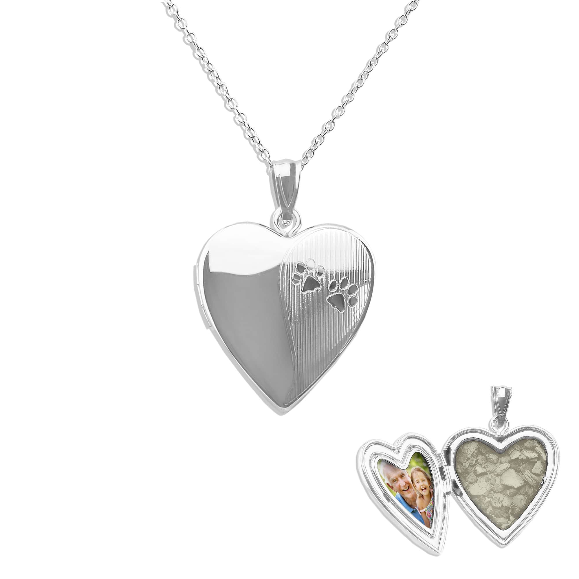 EverWith™ Paw Print Heart Shaped Sterling Silver Memorial Ashes Locket - EverWith Memorial Jewellery - Trade
