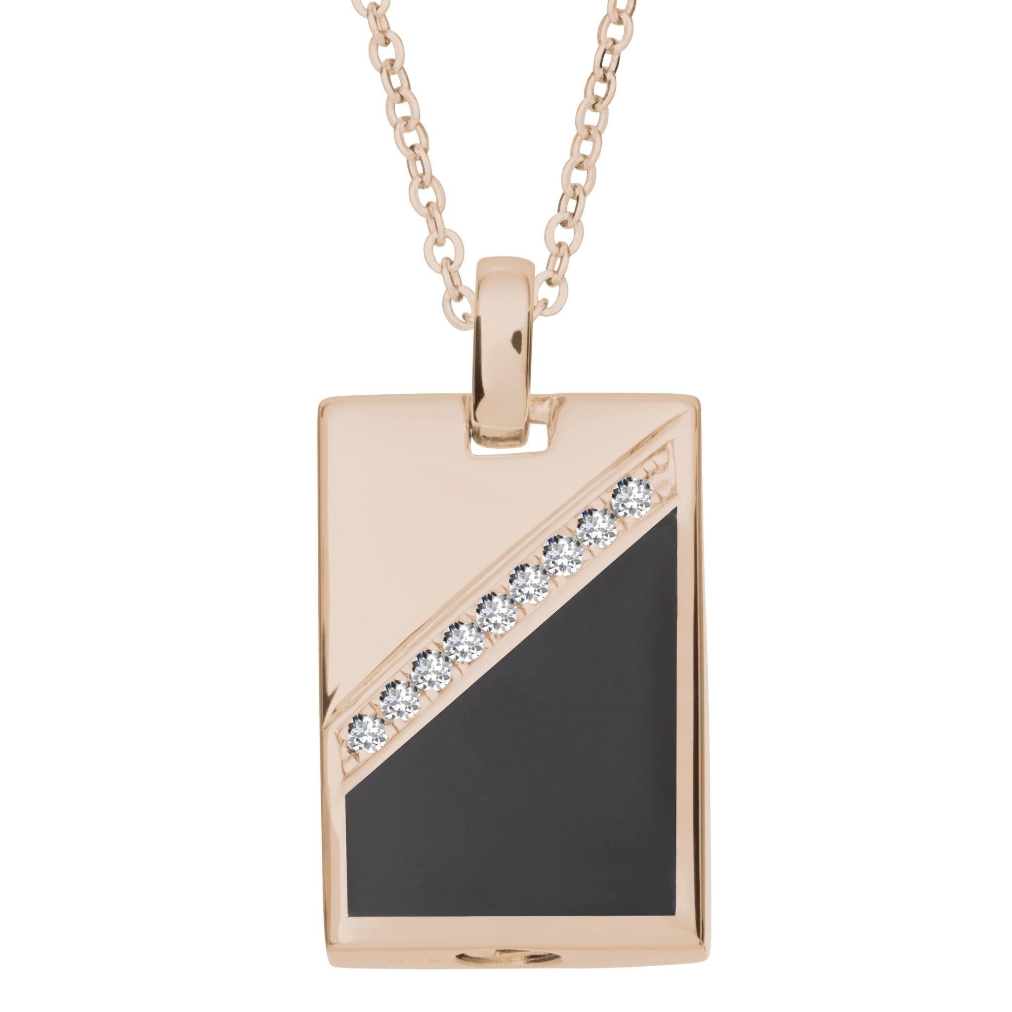 EverWith™ Self-fill Black Dog Tag Memorial Ashes Pendant with Crystals - EverWith Memorial Jewellery - Trade
