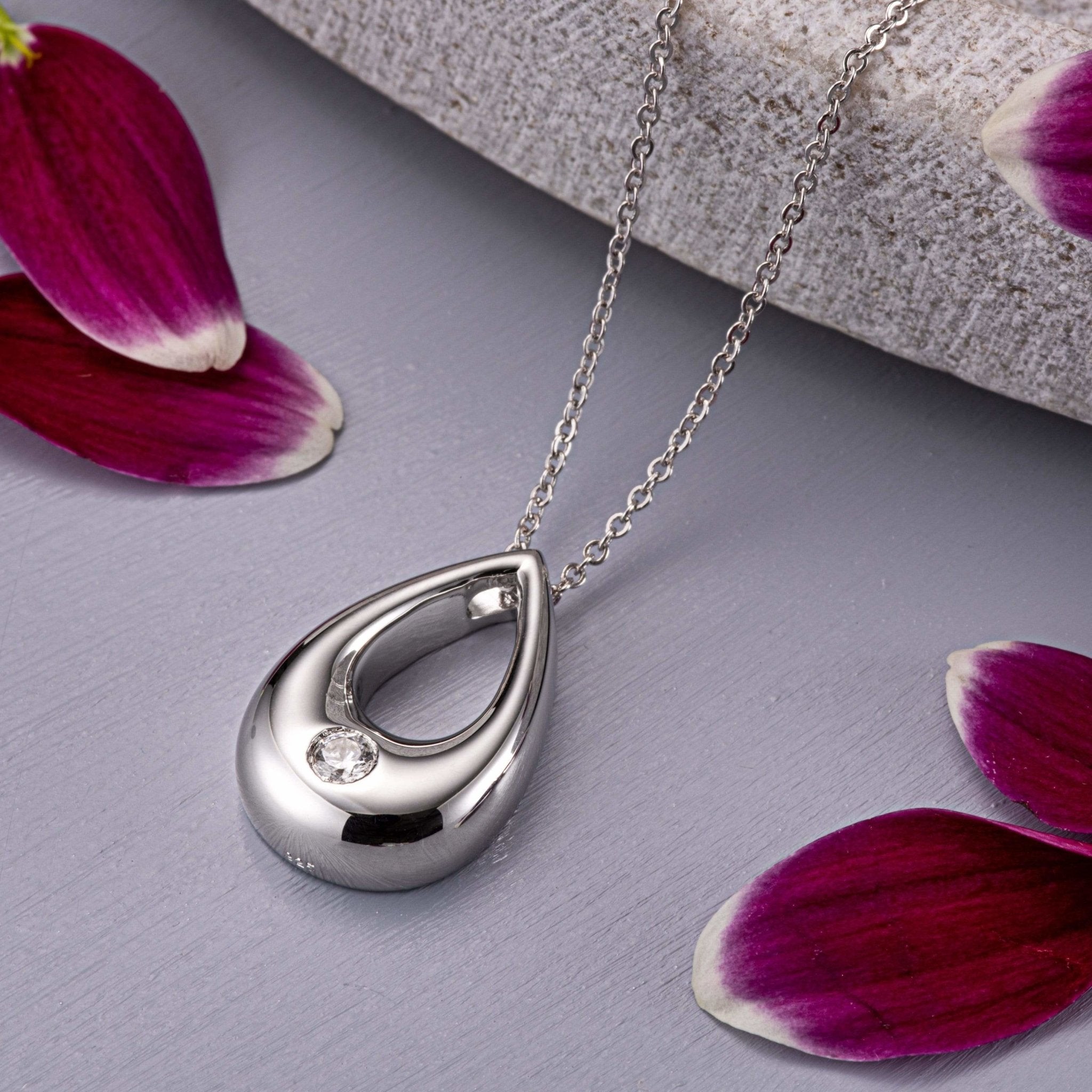 EverWith™ Self-fill Droplet Memorial Ashes Pendant with Crystals - EverWith Memorial Jewellery - Trade
