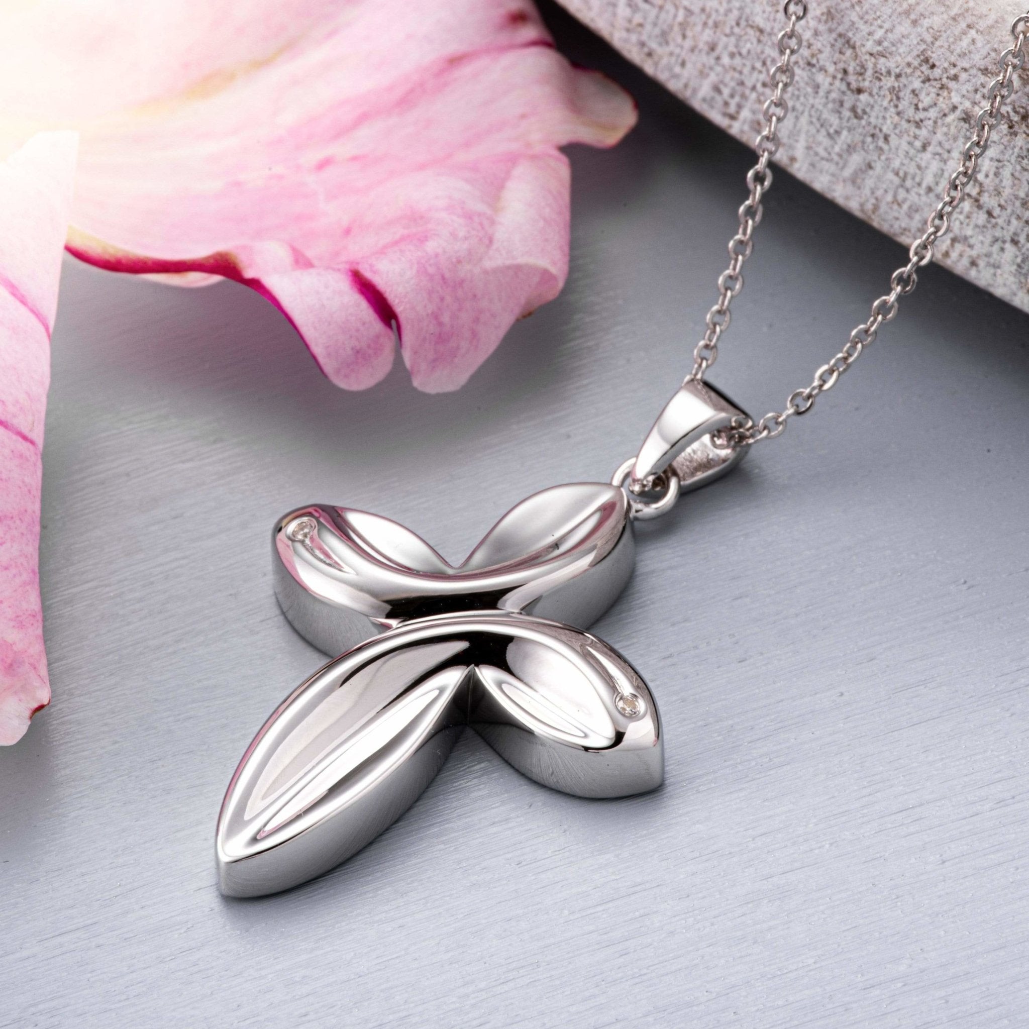 EverWith™ Self-fill Infinity Cross Memorial Ashes Pendant with Crystals - EverWith Memorial Jewellery - Trade