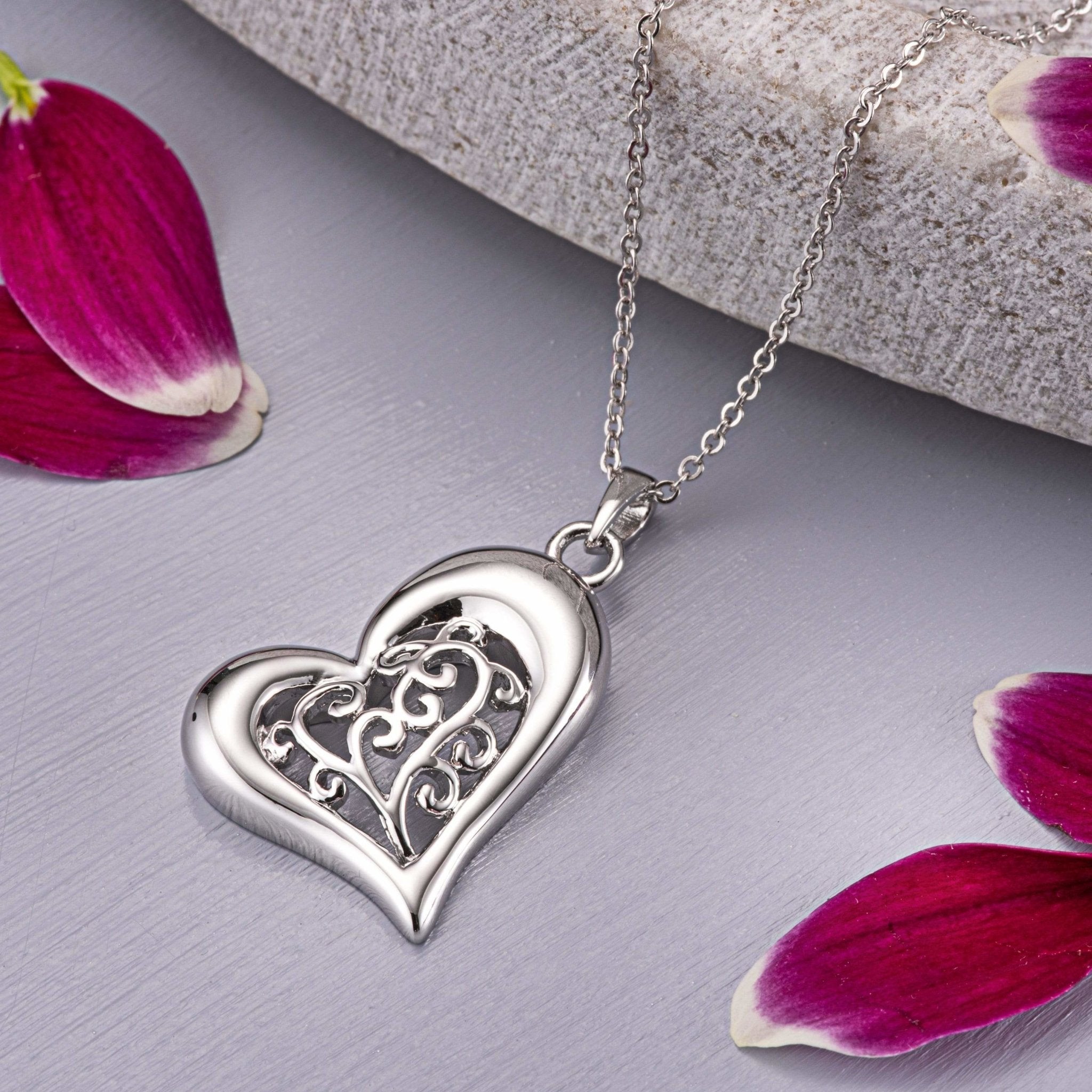 EverWith™ Self Fill Intricate Heart Memorial Ashes Pendant - EverWith Memorial Jewellery - Trade