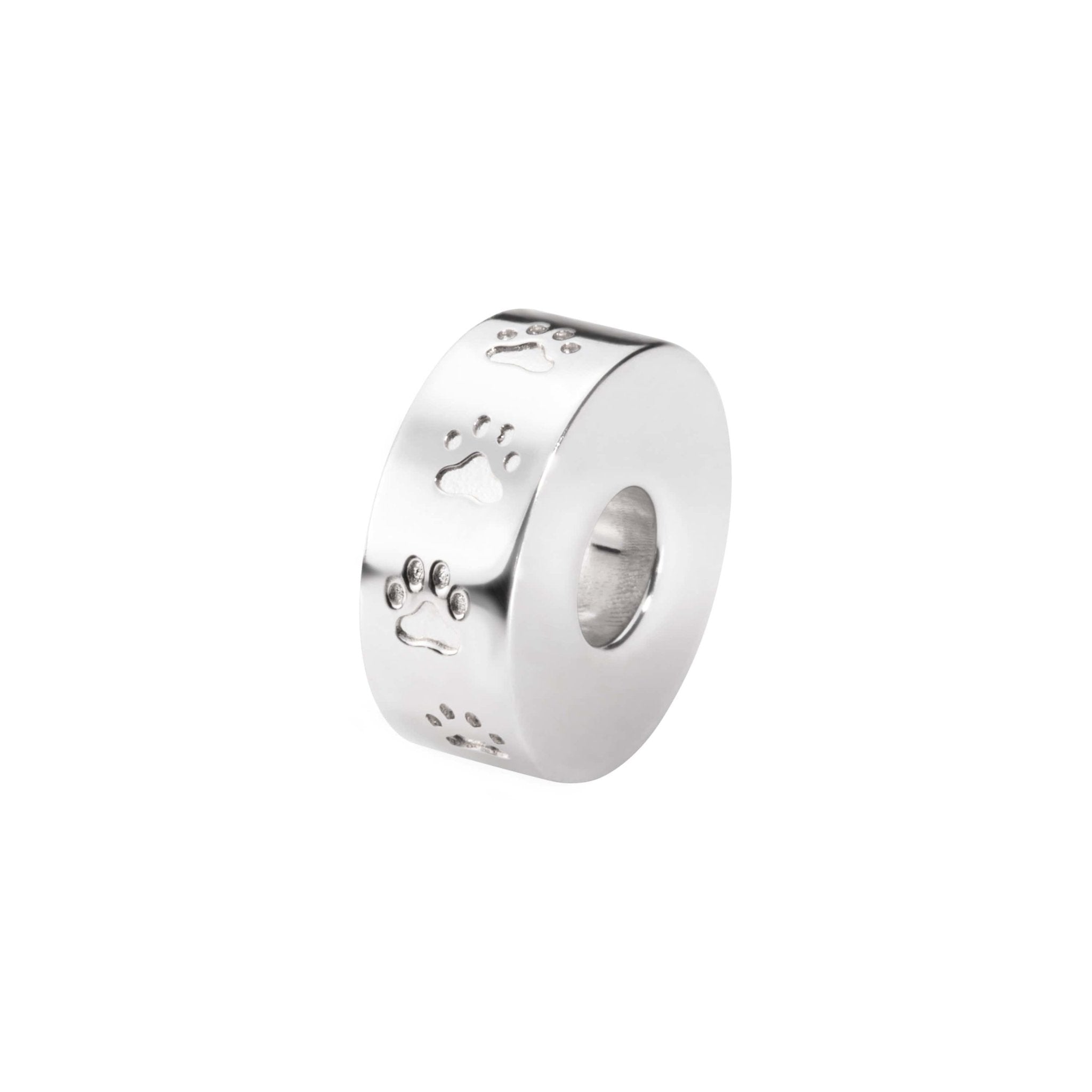 EverWith™ Self-fill Round Dog Paw Print Memorial Ashes Charm Bead - EverWith Memorial Jewellery - Trade