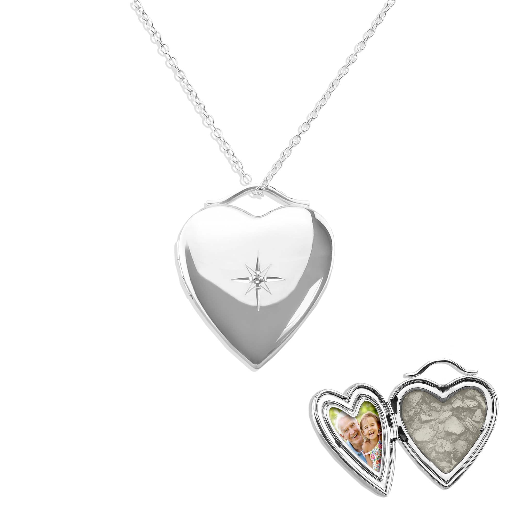 EverWith™ Shining Star Heart Shaped Sterling Silver Memorial Ashes Locket - EverWith Memorial Jewellery - Trade