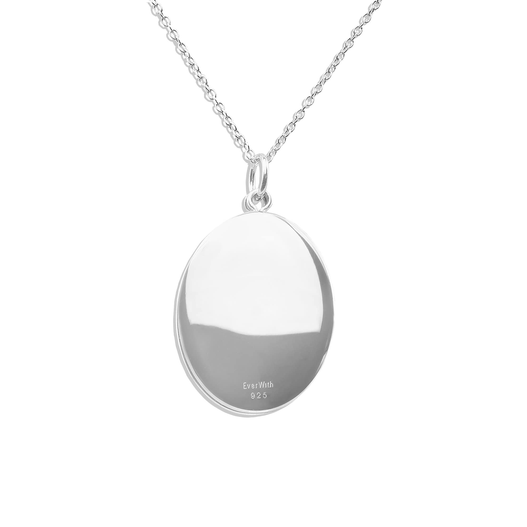 EverWith™ Shining Star Oval Shaped Sterling Silver Memorial Ashes Locket - EverWith Memorial Jewellery - Trade