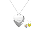 EverWith Shining Star Heart Shaped Sterling Silver Memorial Ashes Locket