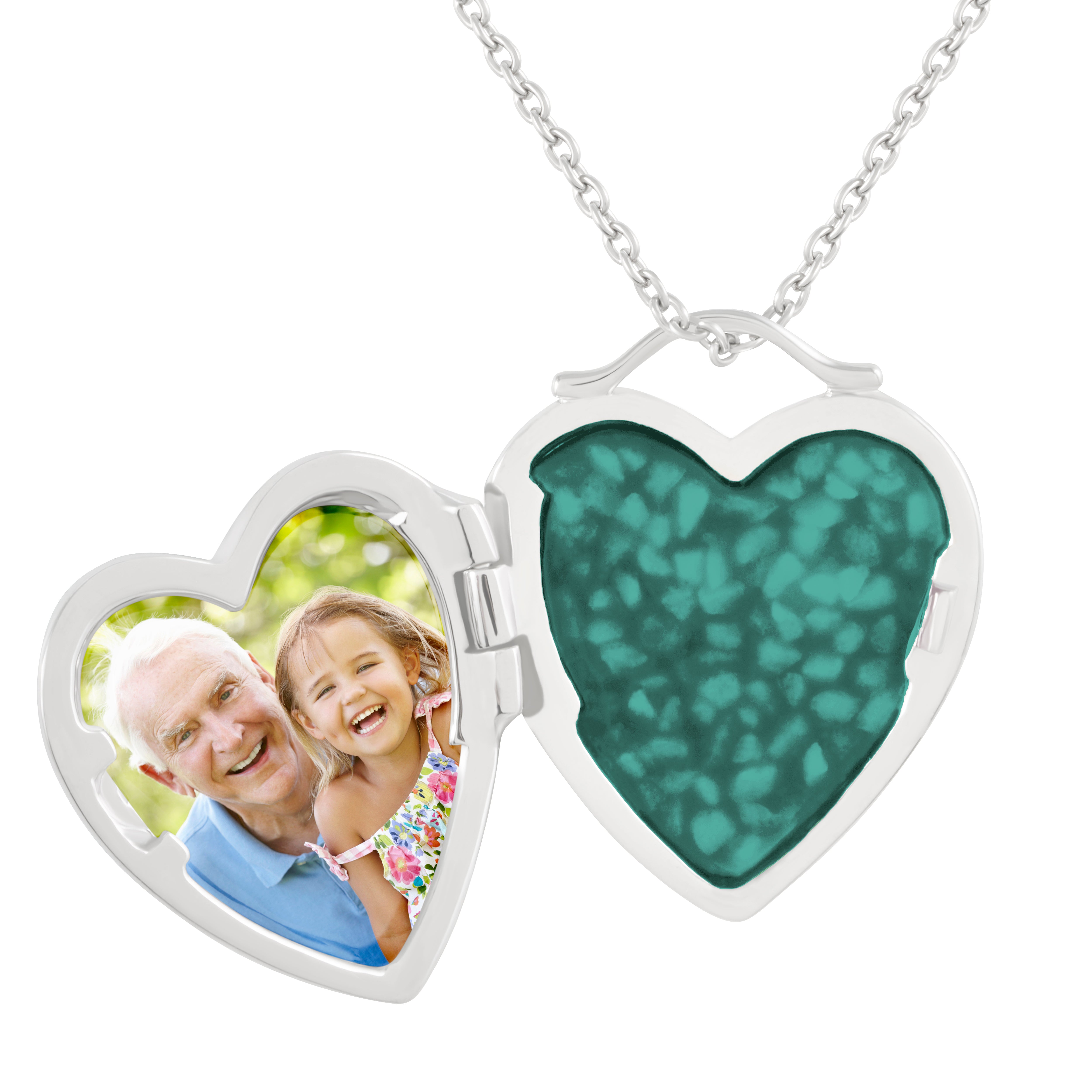 EverWith Shining Star Heart Shaped Sterling Silver Memorial Ashes Locket