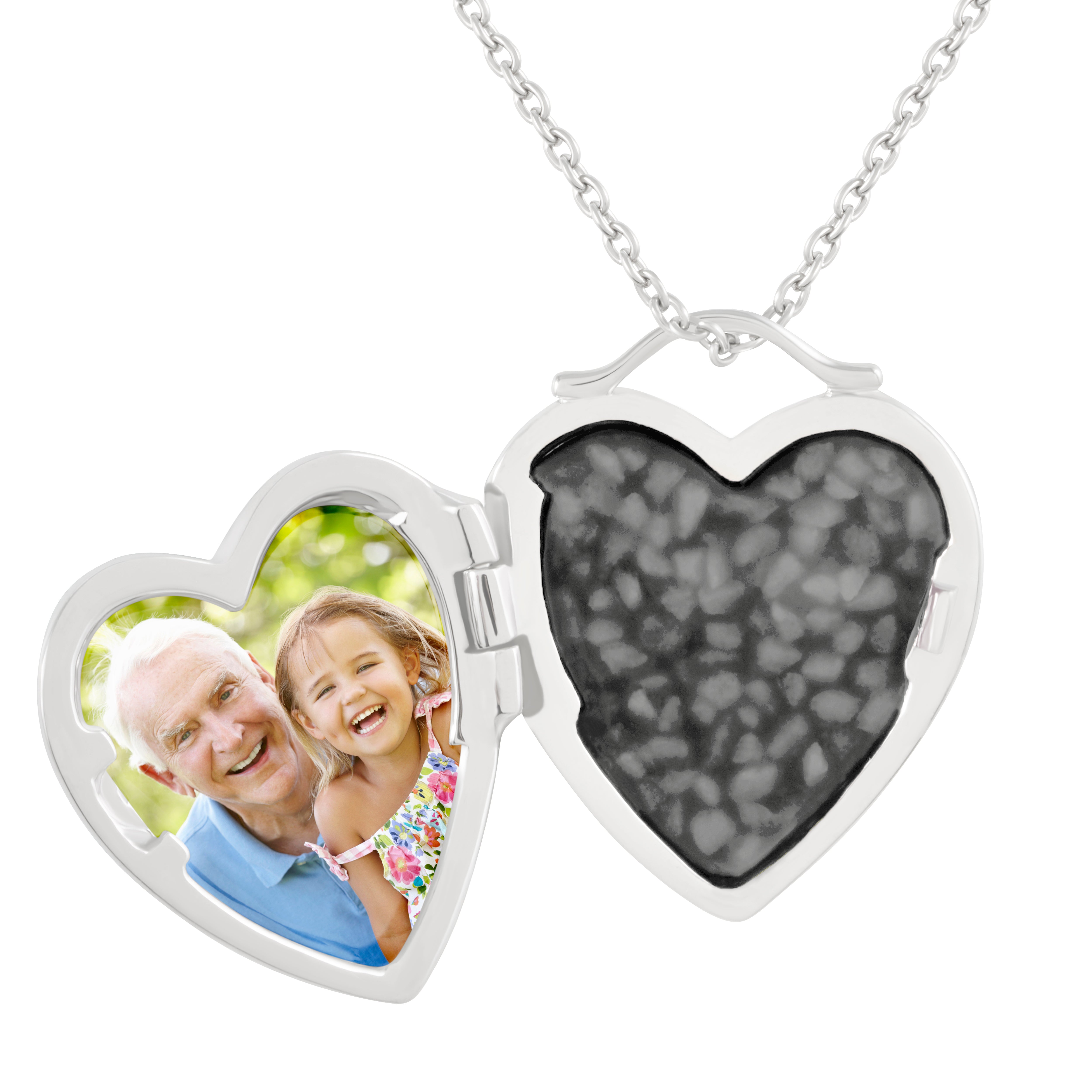 EverWith Shining Star Heart Shaped Sterling Silver Memorial Ashes Locket