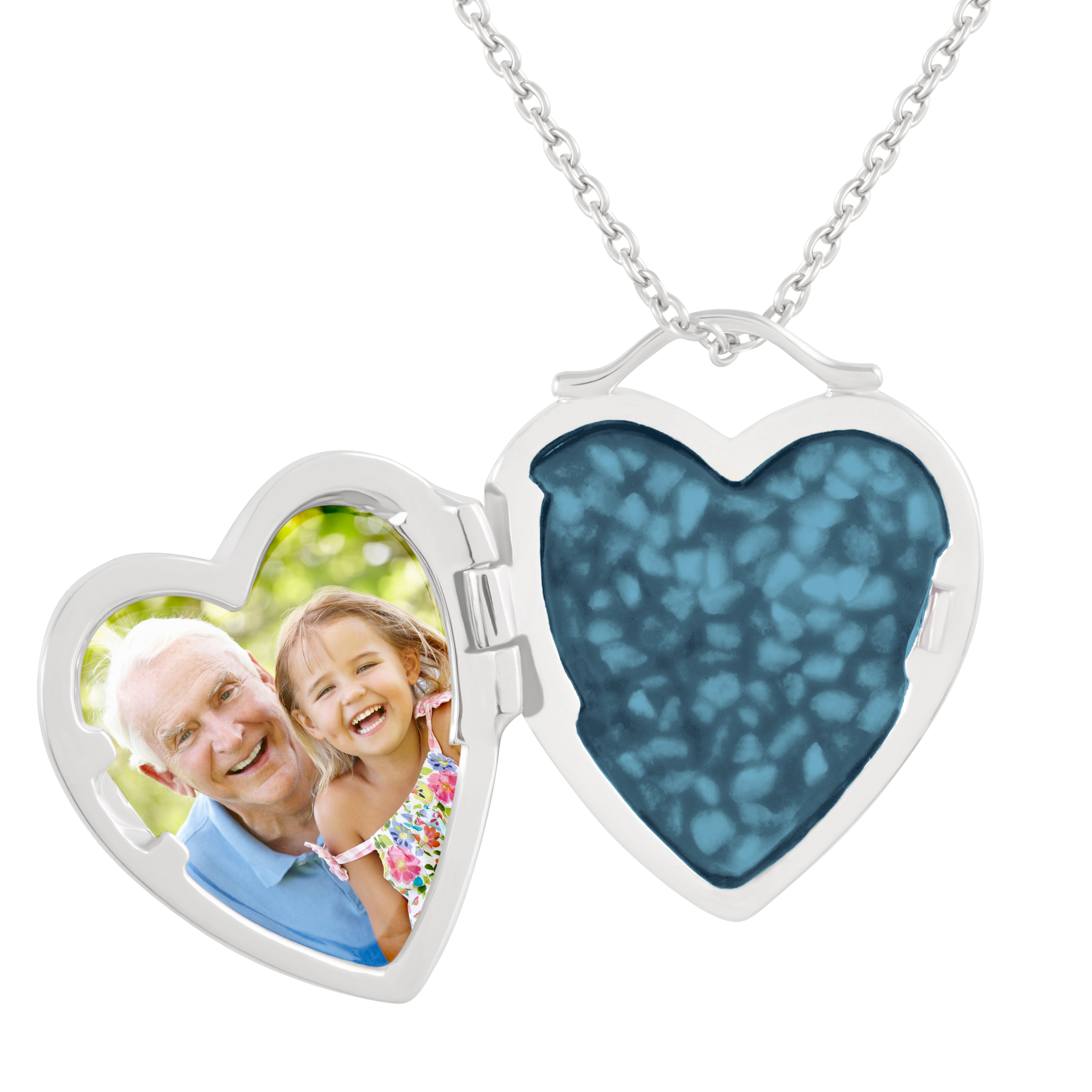 EverWith Shining Star Heart Shaped Sterling Silver Memorial Ashes Locket