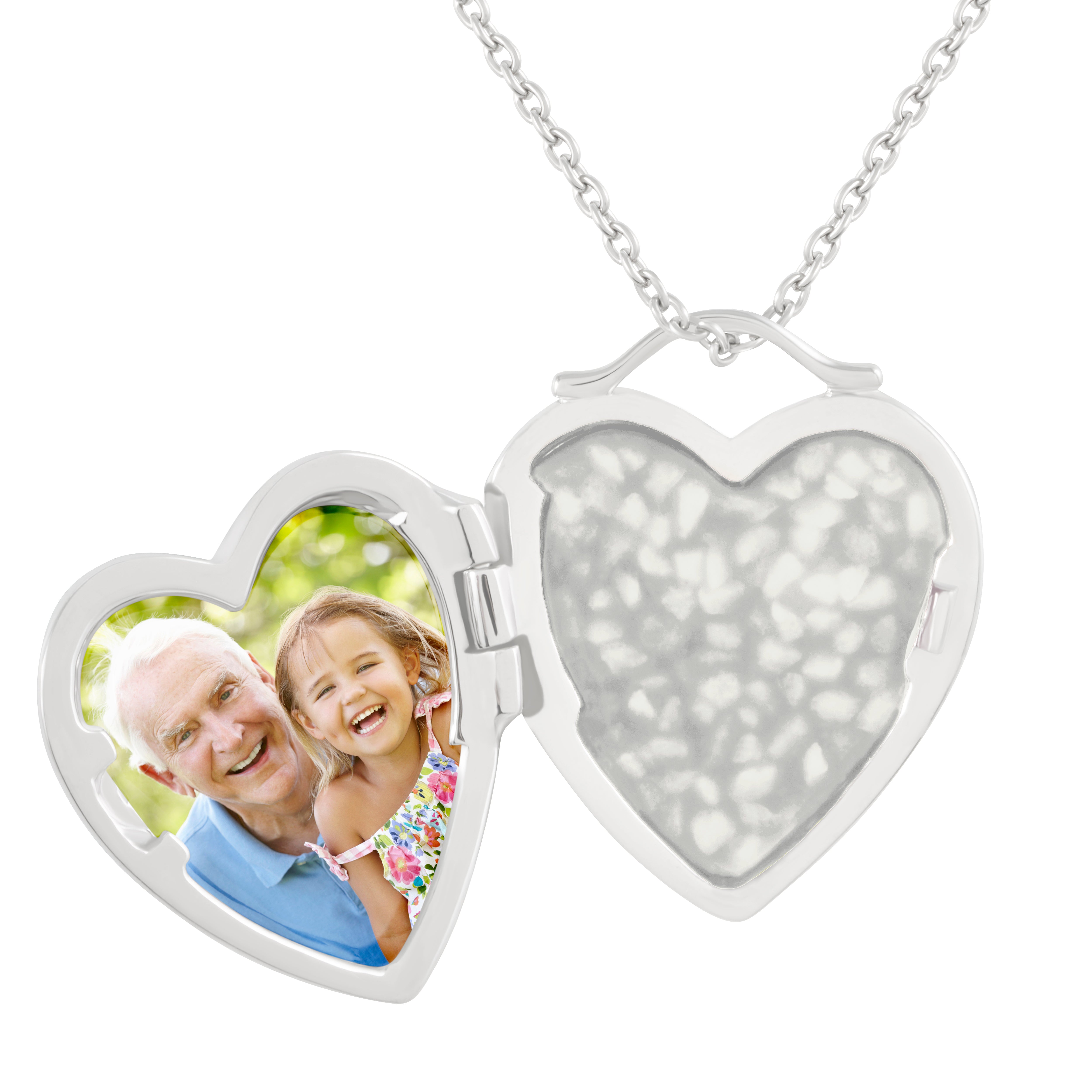 EverWith Shining Star Heart Shaped Sterling Silver Memorial Ashes Locket