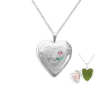 EverWith Pink Rose Heart Shaped Sterling Silver Memorial Ashes Locket